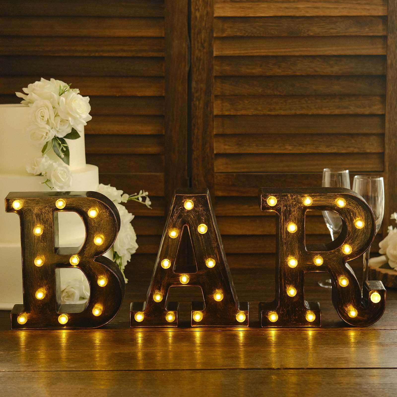 Industrial Style Antique Black LED Marquee Letter B - Light-Up Alphabet Sign for Weddings and Displays