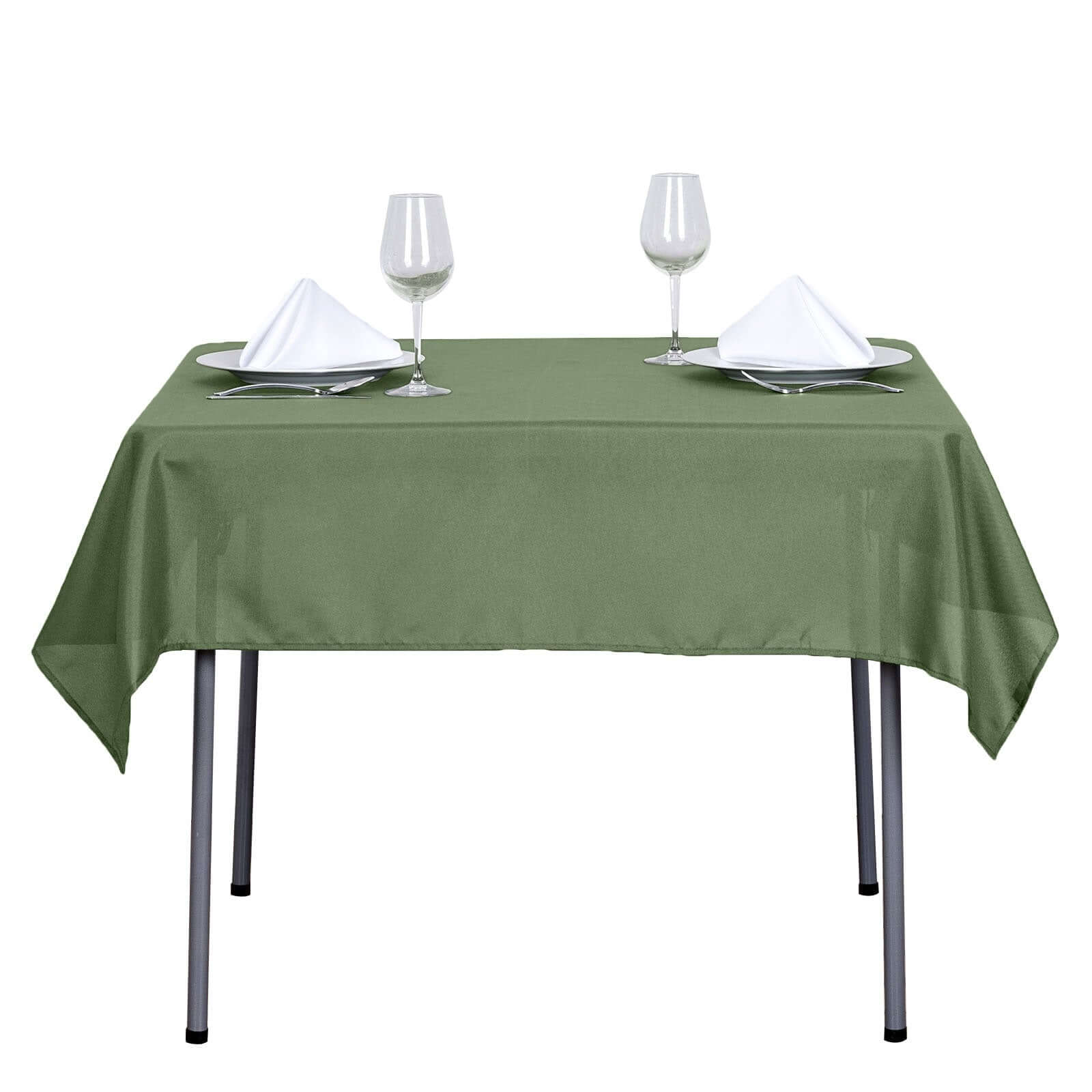 Wrinkle-Resistant & Durable Olive Green 54x54 Polyester Square Tablecloth