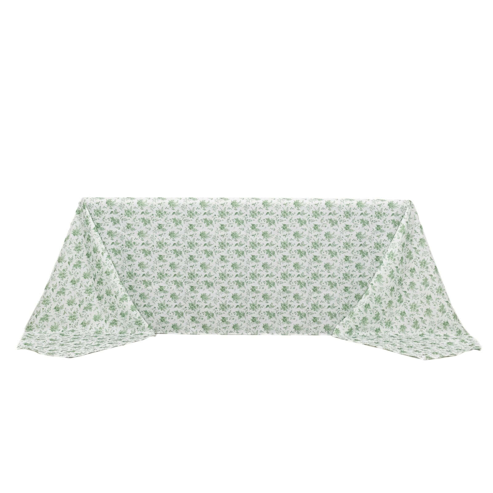 Premium Polyester 90x156 Rectangle Dusty Sage Green French Toile Seamless Tablecloth for Fine Dining