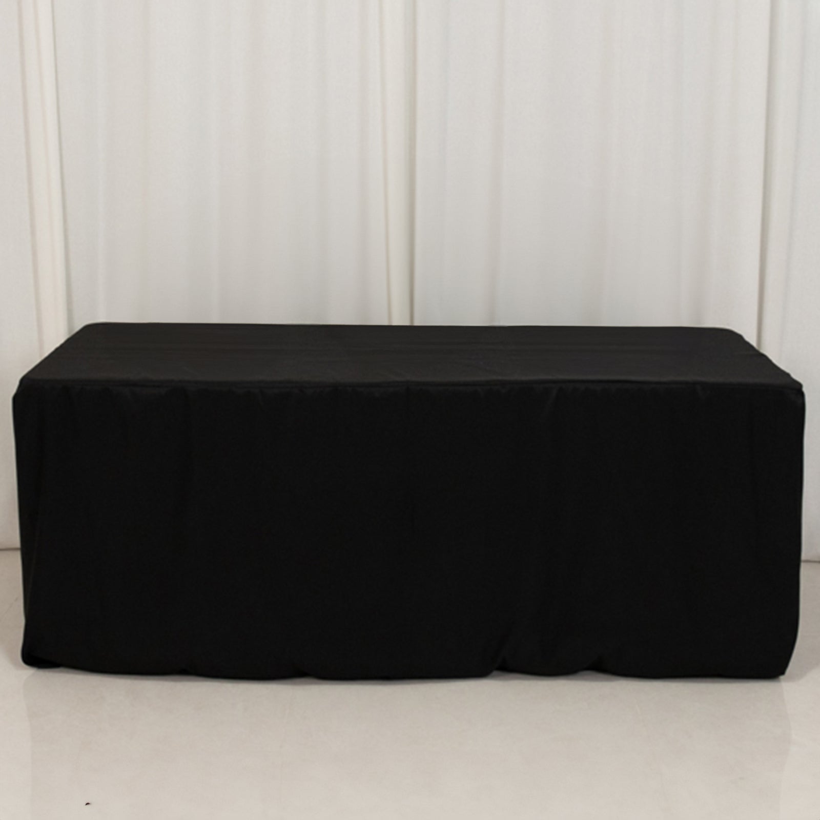 Durable 220GSM Black Premium Polyester Fitted 6ft Rectangle Tablecloth