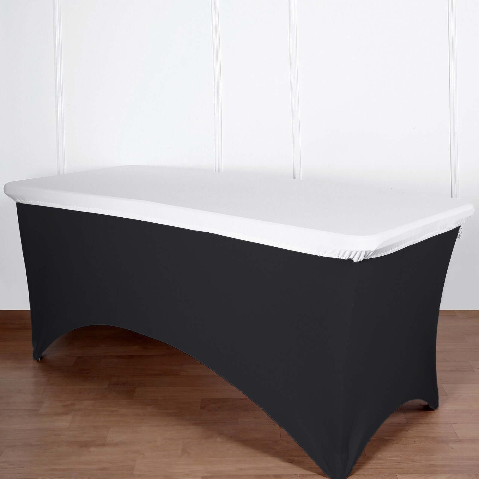 White Stretchy & Wrinkle-Free Spandex Table Topper for 8-Foot Tables