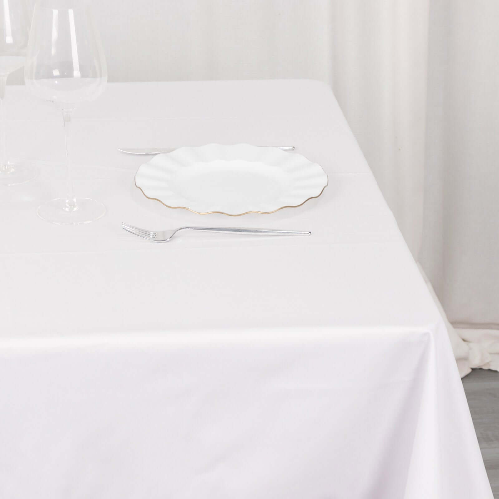 White Premium Scuba 54x54 Wrinkle & Stain-Free Tablecloth for Weddings and Events
