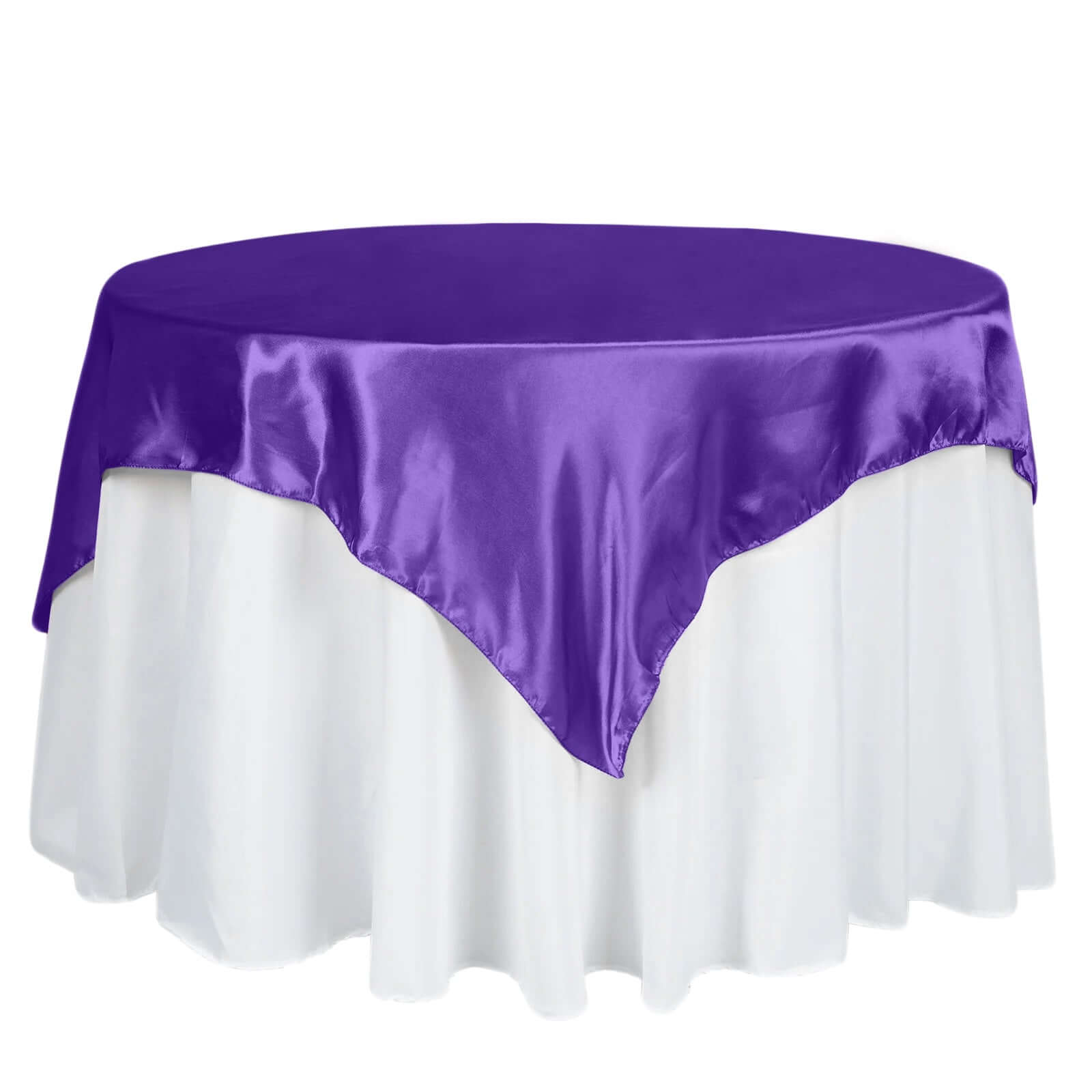 Exclusive Purple Satin 60x60 Square Table Overlay - Smooth & Silky Touch