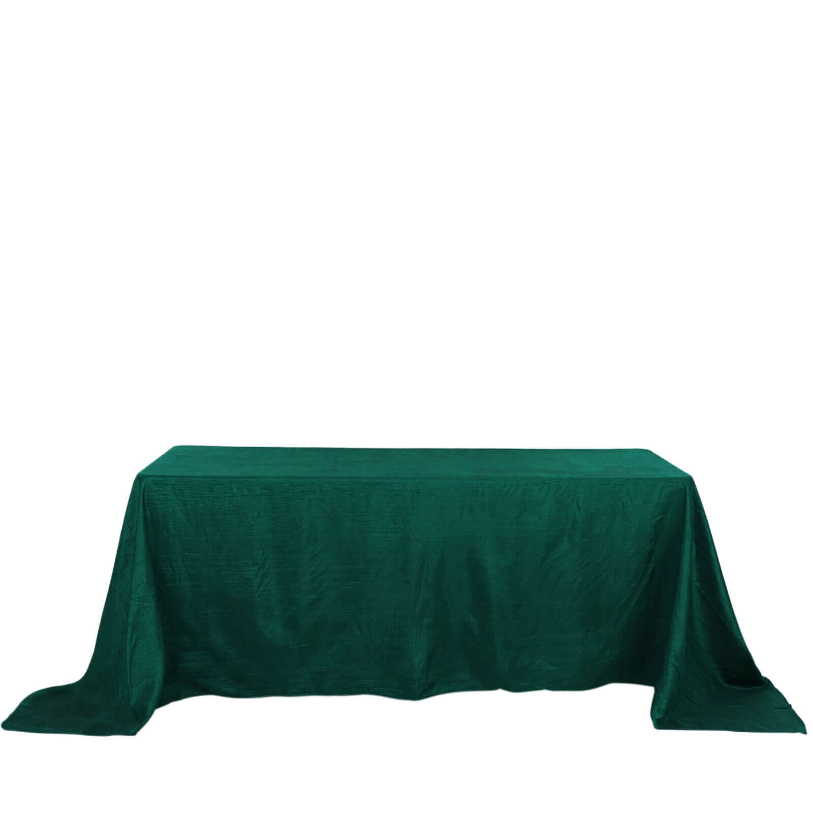 Exclusive Hunter Emerald Green Crinkle Taffeta 90x132 Rectangle Seamless Tablecloth