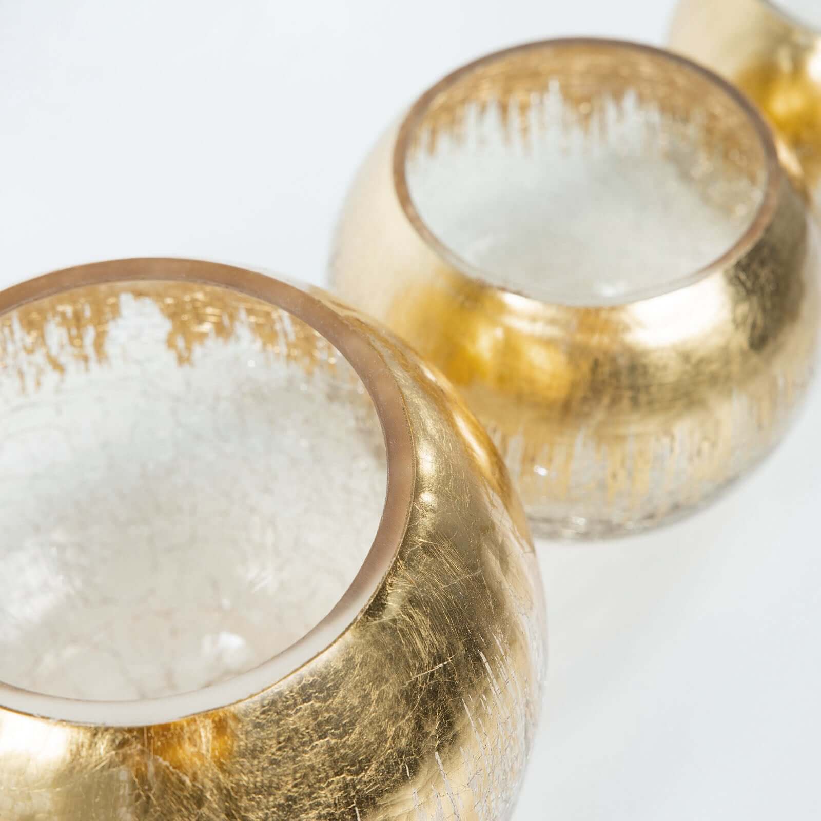 Stylish Gold Foiled Crackle Glass Flower Vase - Ideal Centerpiece for Events, 4.5