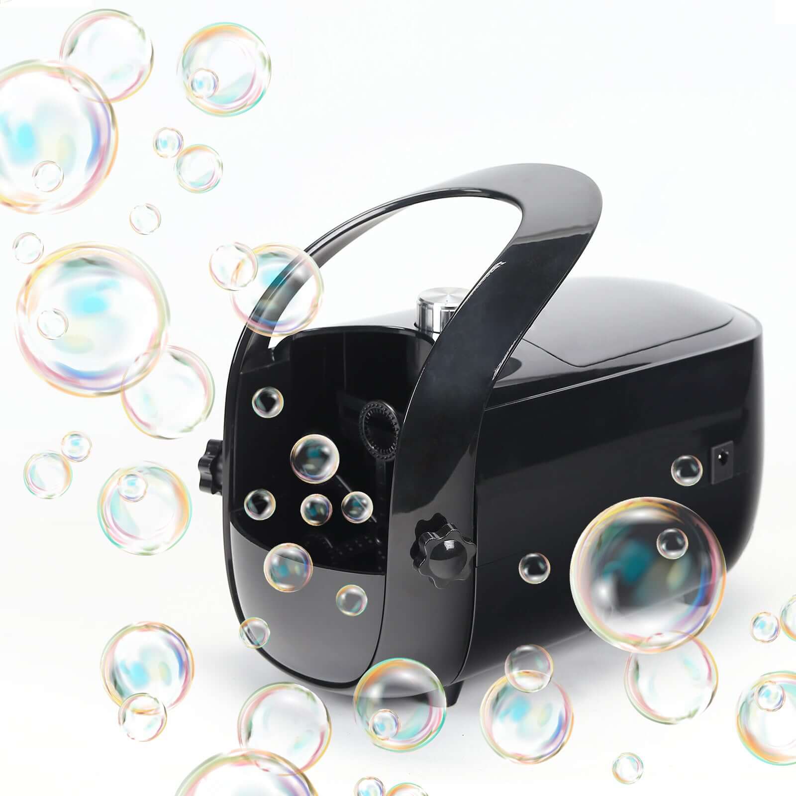 Portable Black Dual-Speed Automatic Bubble Machine, USB or Battery Powered