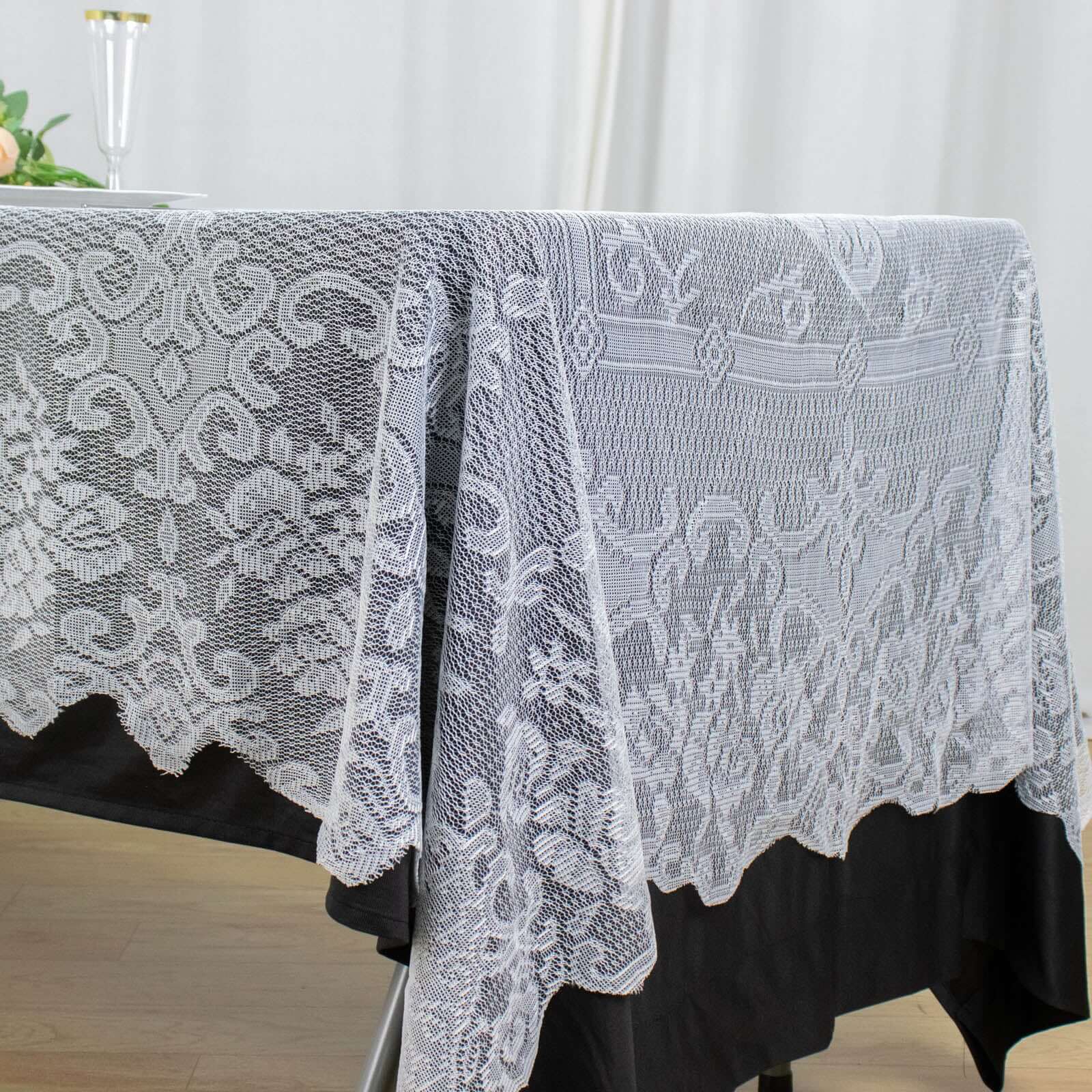 Premium White 60x108 Rectangular Lace Tablecloth for Various Table Settings