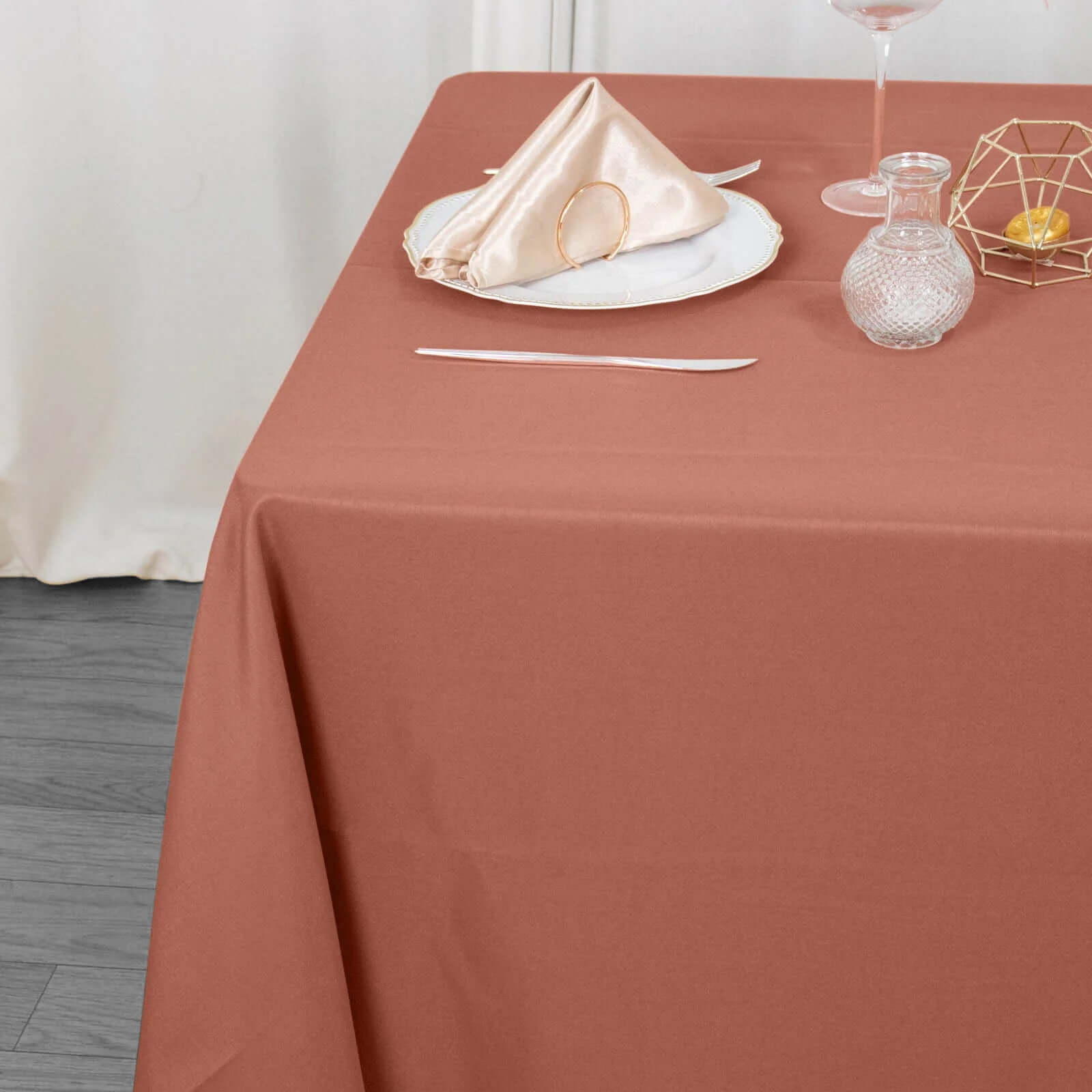 Hot! 70x70 Terracotta Premium Polyester Wrinkle-Resistant 220GSM Square Tablecloth
