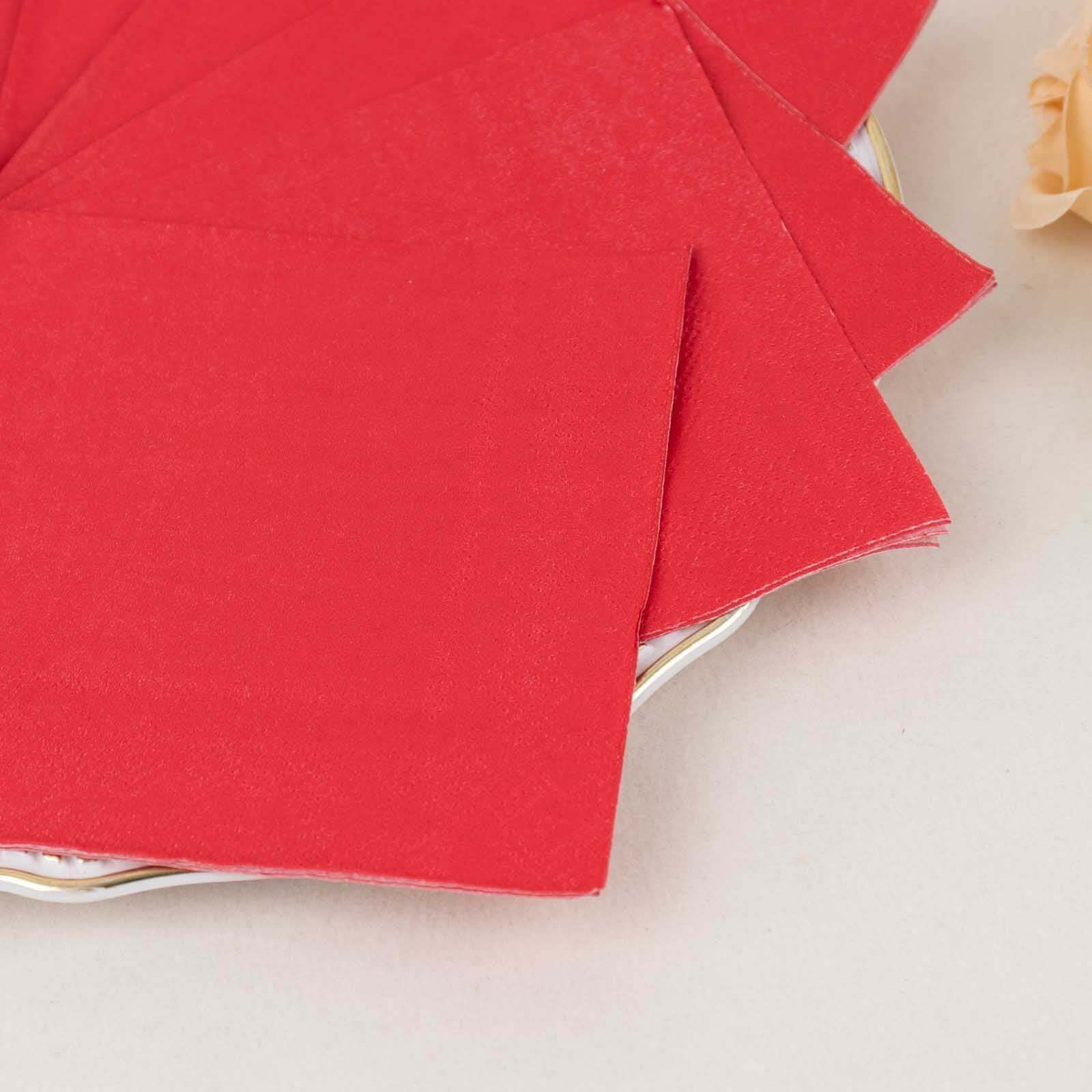Great Deal! 50-Pack 2-Ply Disposable Red Paper Cocktail Beverage Napkins, 18GSM, 5x5