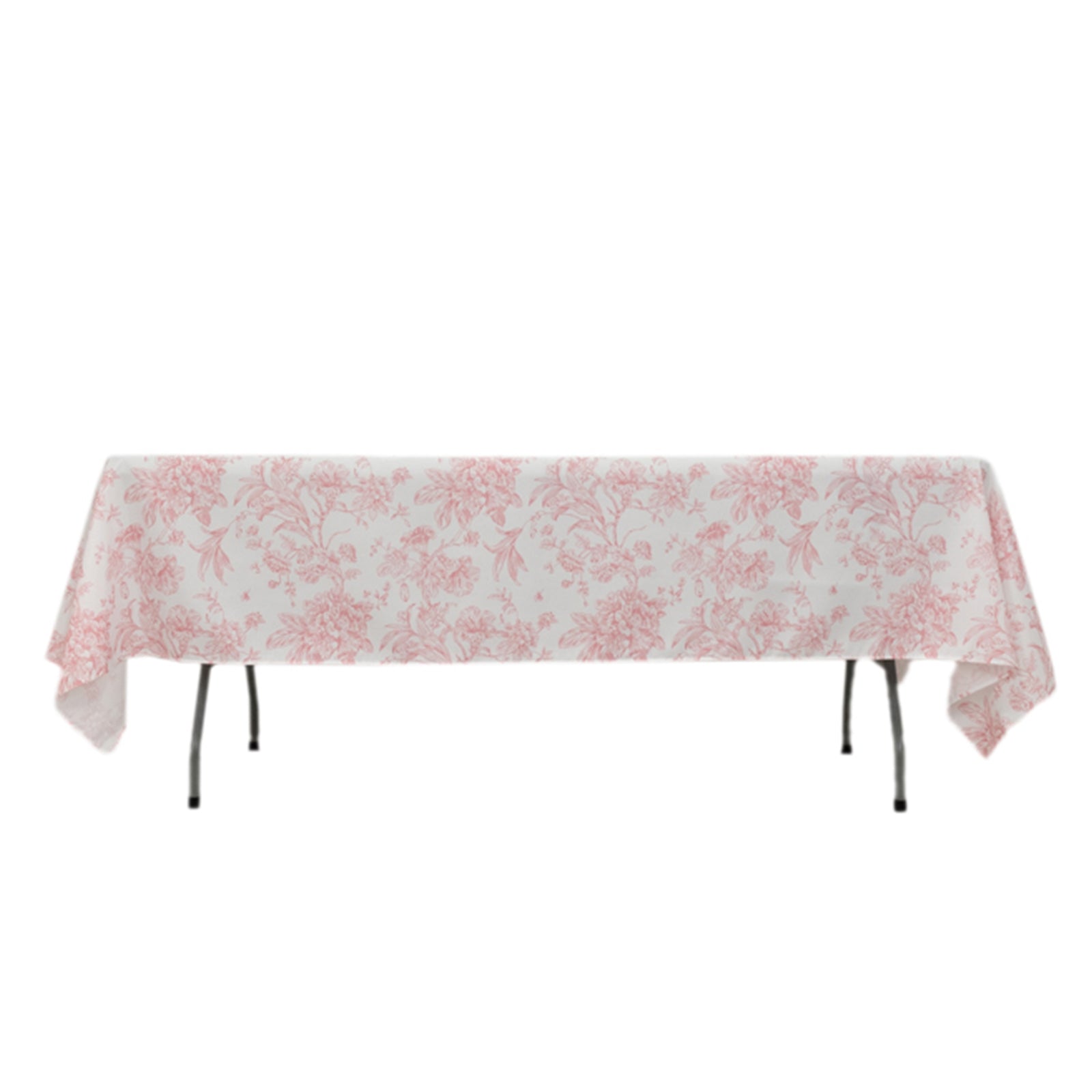 Hot Deal! White and Pink French Toile Pattern Polyester Rectangle Tablecloth for Modern Events (60x102)