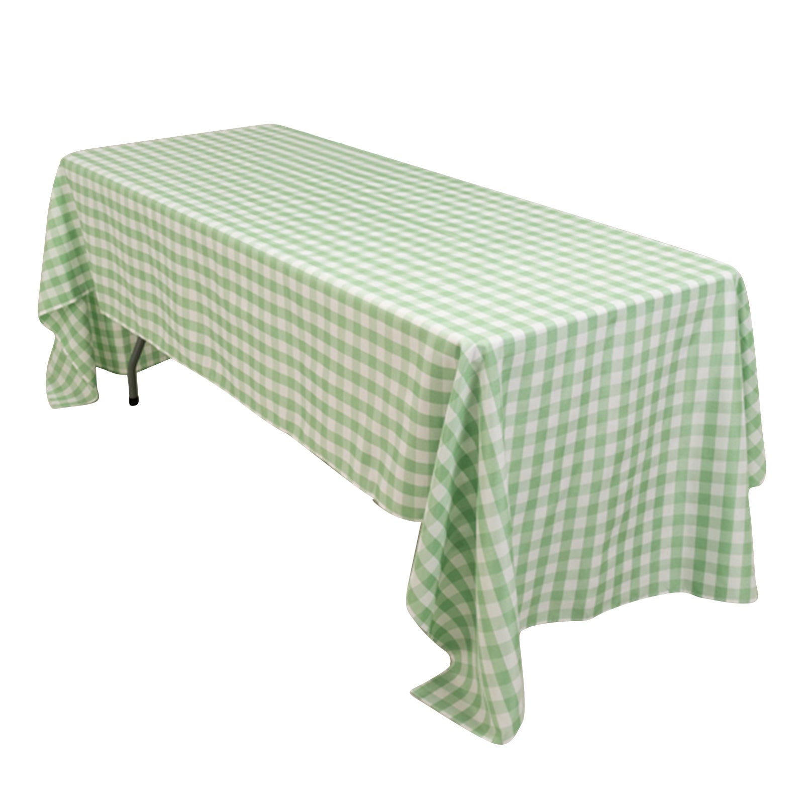 Hot! White/Sage Green Buffalo Plaid Polyester 60x126 Rectangle Tablecloth