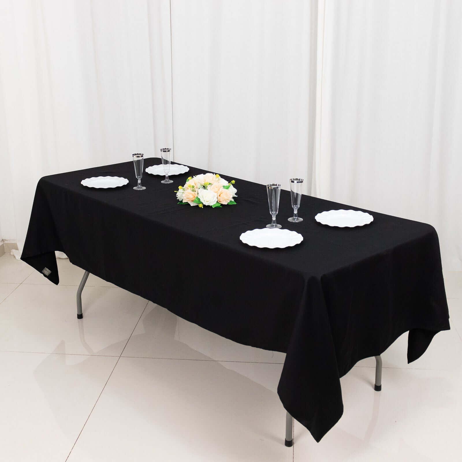 Soft & Breathable 100% Cotton Black Rectangle Tablecloth 60x102 - Ideal for Events