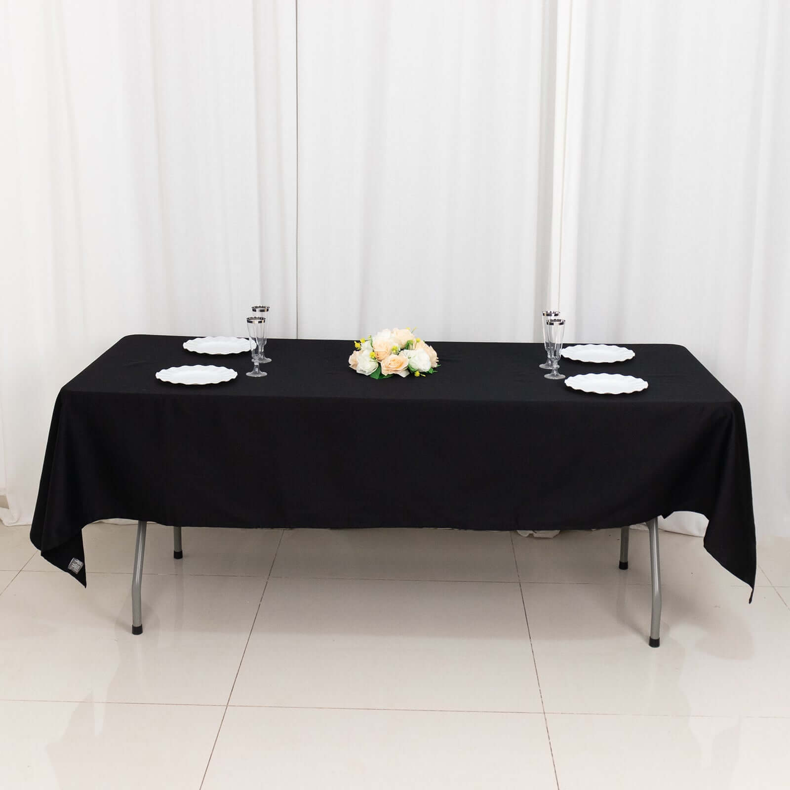 Soft & Breathable 100% Cotton Black Rectangle Tablecloth 60x102 - Ideal for Events
