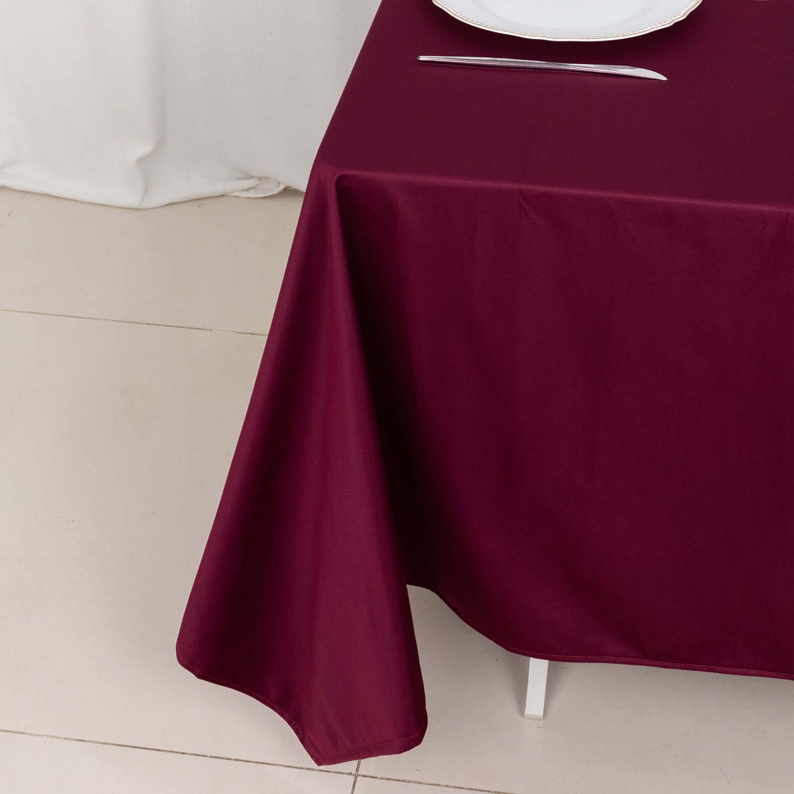 Burgundy 70x70 Premium Wrinkle-Free & Stain-Resistant Scuba Square Tablecloth