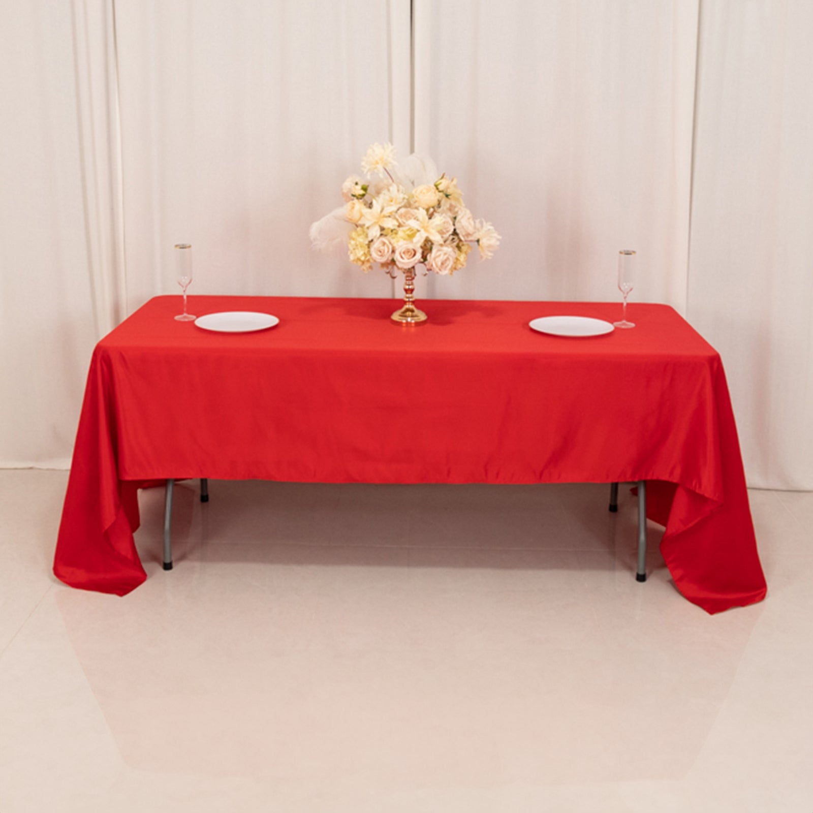 Soft & Durable Red Lamour Satin Rectangle Tablecloth 60x126