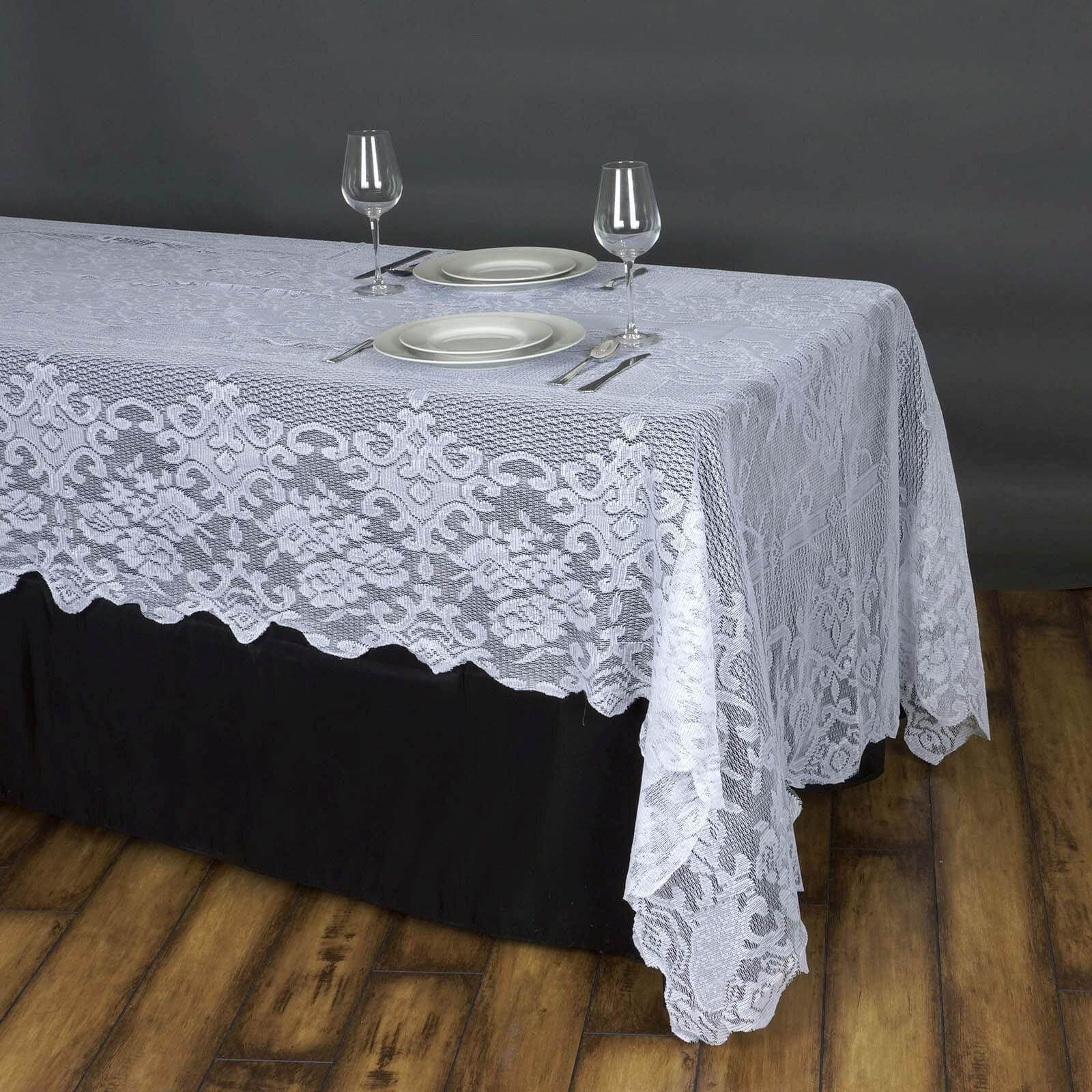 Premium White 60x126 Rectangular Lace Tablecloth for Elegant Occasions