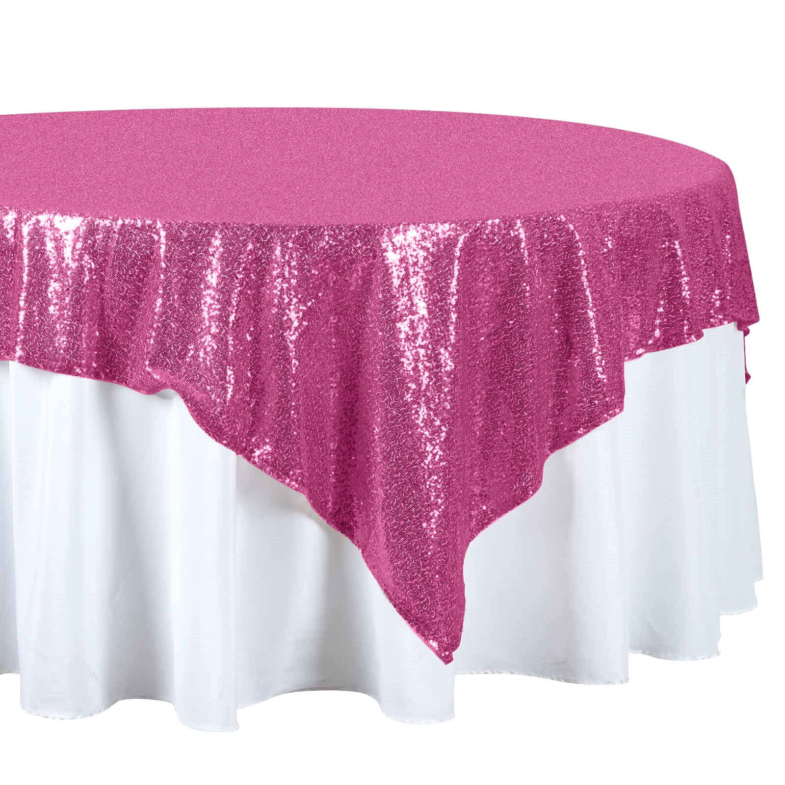 Sparkly Fuchsia 72x72 Square Table Overlay - Ideal Table Cover