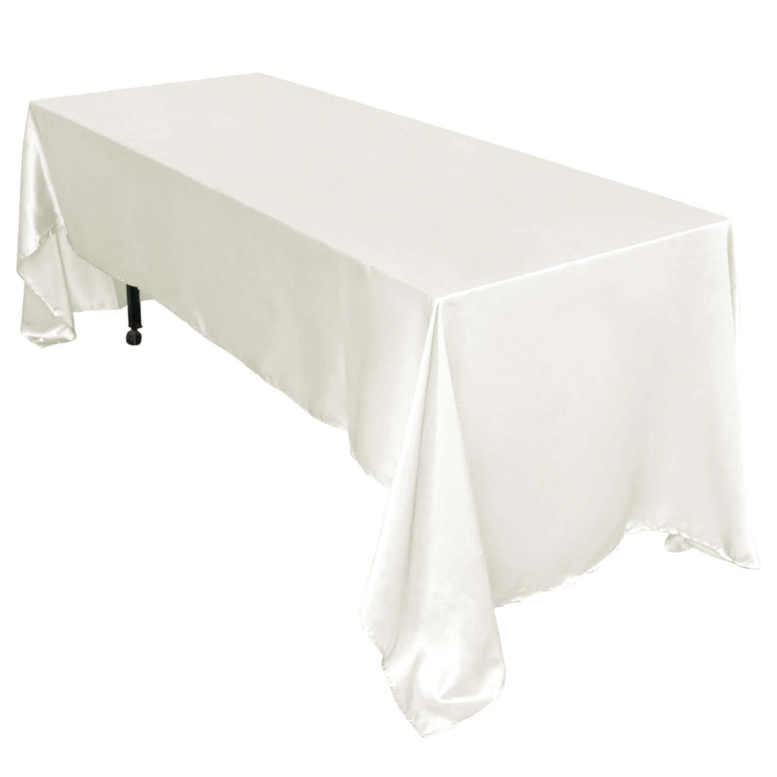 Ivory Satin Rectangular Tablecloth (60x126) - Smooth, Lustrous, and Stain-Resistant