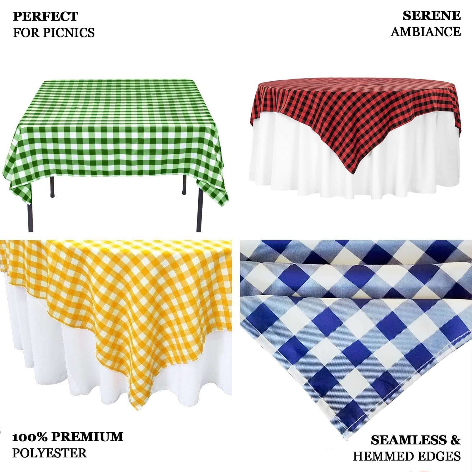 Hot! 70x70 Polyester Checkered Buffalo Plaid White/Black Square Tablecloth for Rustic Decor
