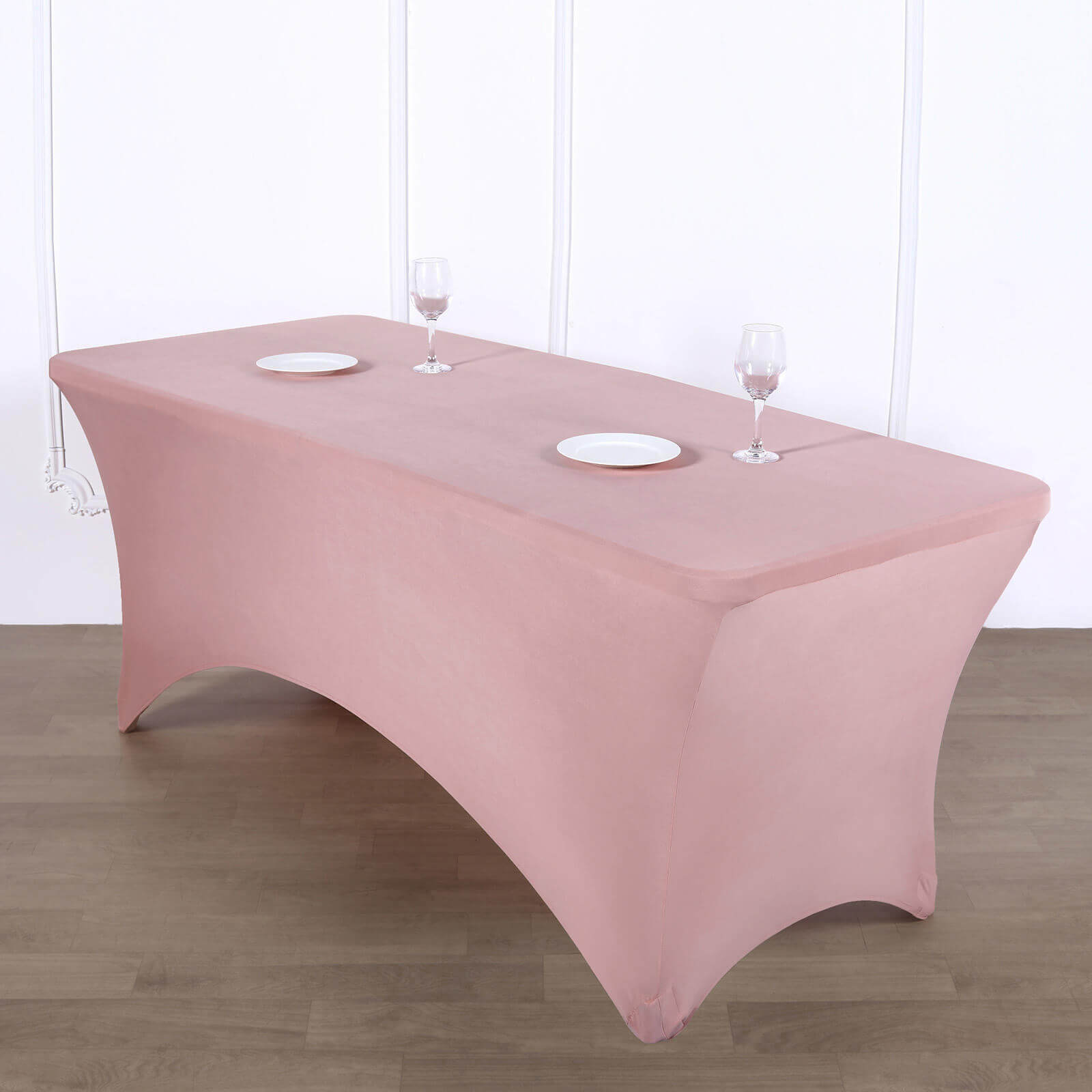 6ft Dusty Rose Stretch Spandex Rectangle Tablecloth - Ideal for Events & Presentations