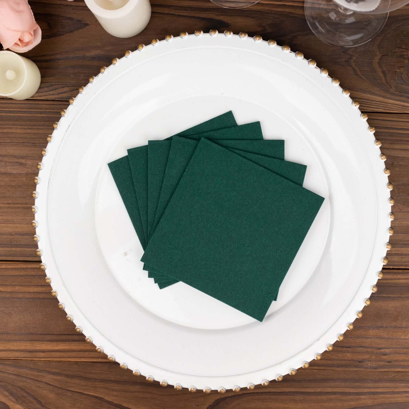 20-Pack Hunter Emerald Green Airlaid Cocktail Napkins - Soft, Absorbent & Linen-Like