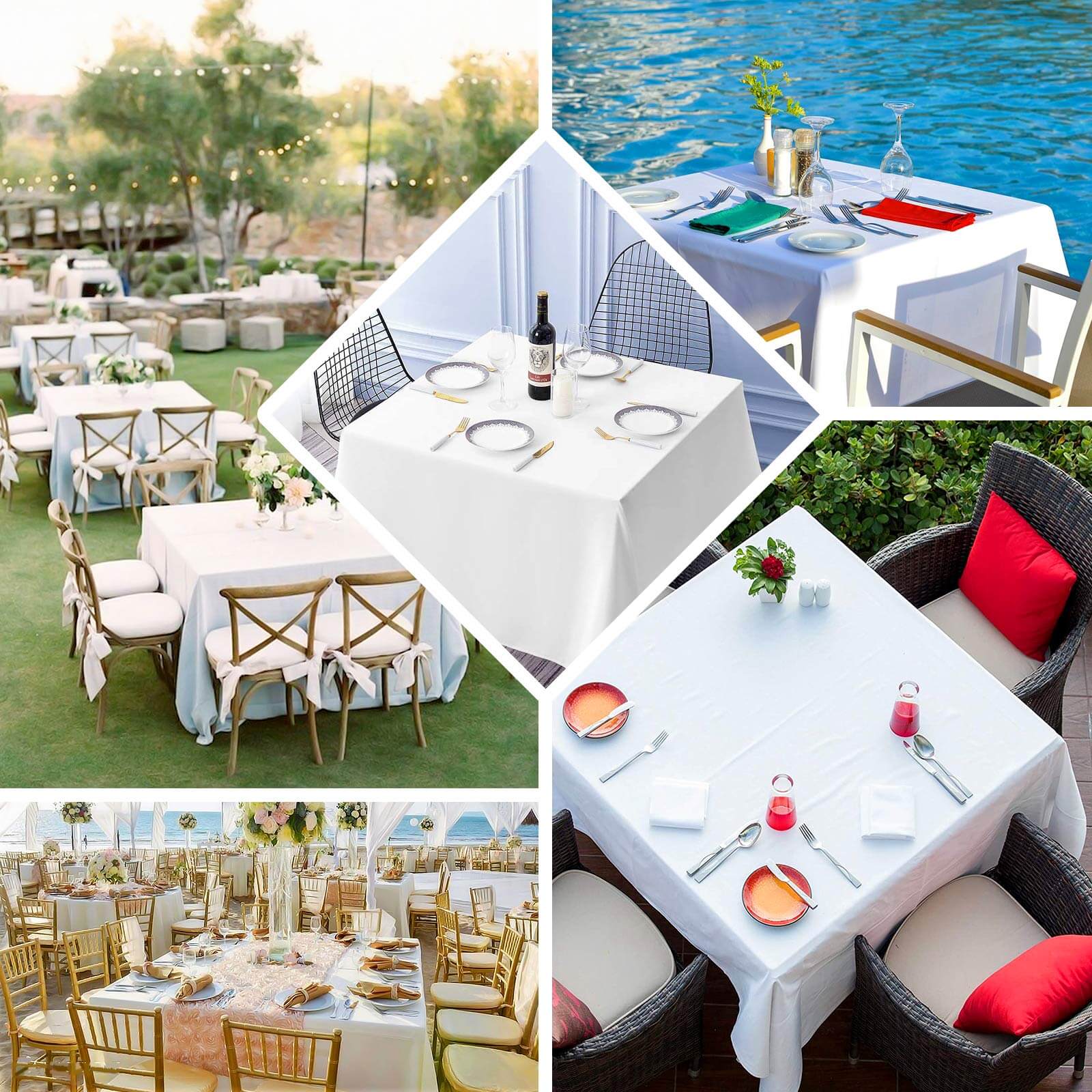 Exclusive 100% Cotton 90x90 White Square Tablecloth - Soft, Breathable & Sophisticated