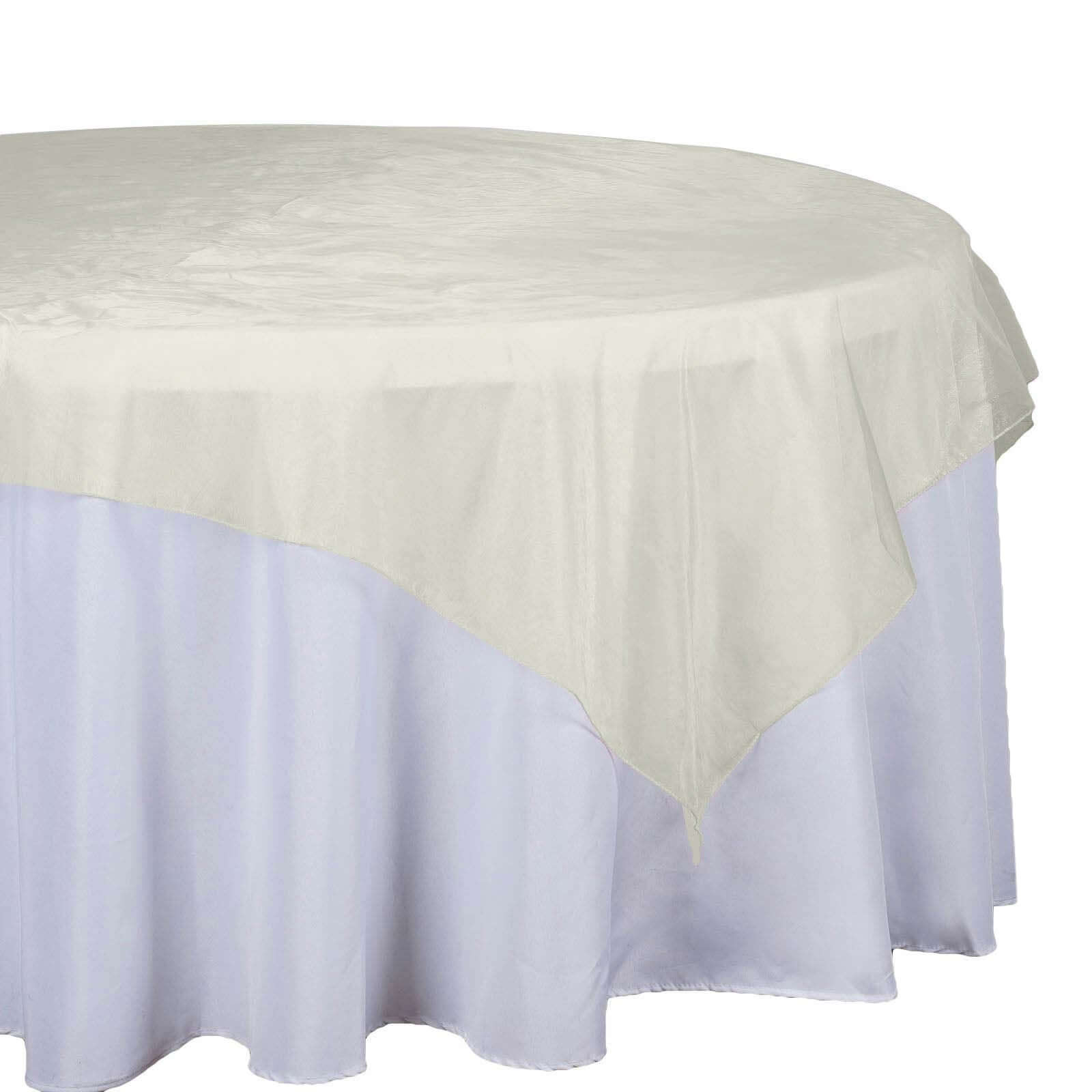 Champagne Sheer Organza Square Table Overlay - Perfect 72x72 Tablecloth Accent