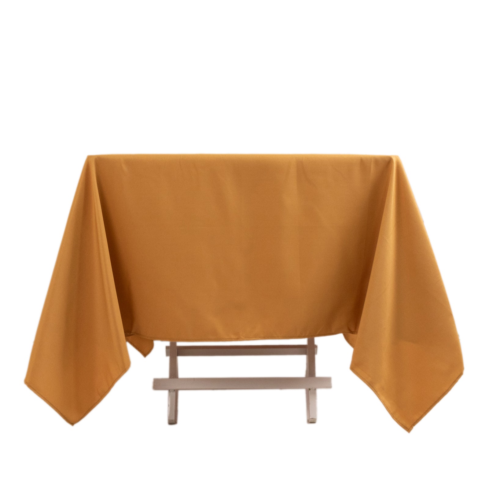 Hot Sale! 220GSM Wrinkle-Resistant Gold 70x70 Premium Polyester Square Tablecloth for Stylish Gatherings