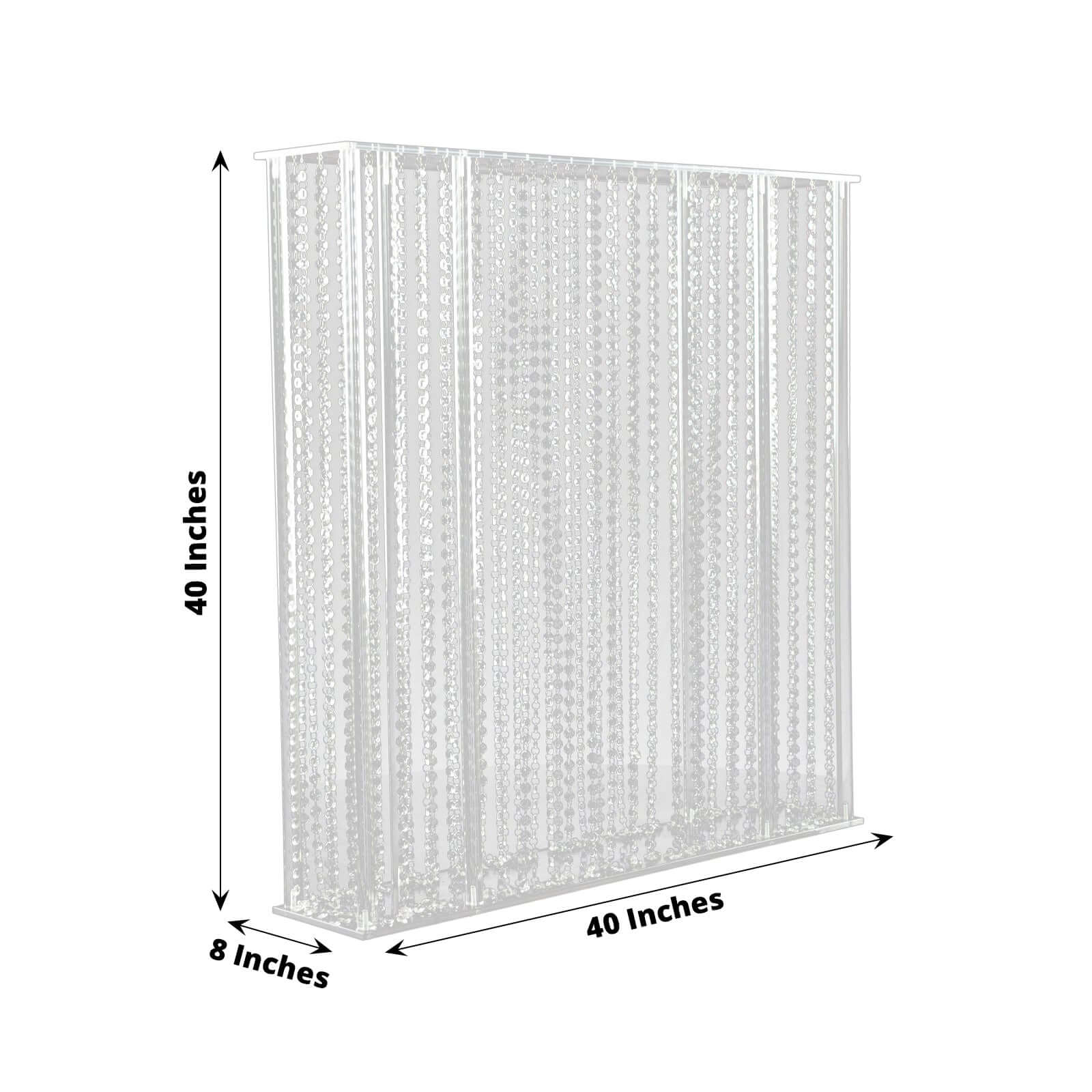 Clear Acrylic Rectangular Centerpiece Stand with Pre - chained Crystal Beads - Durable 40x40 Flower Pedestal