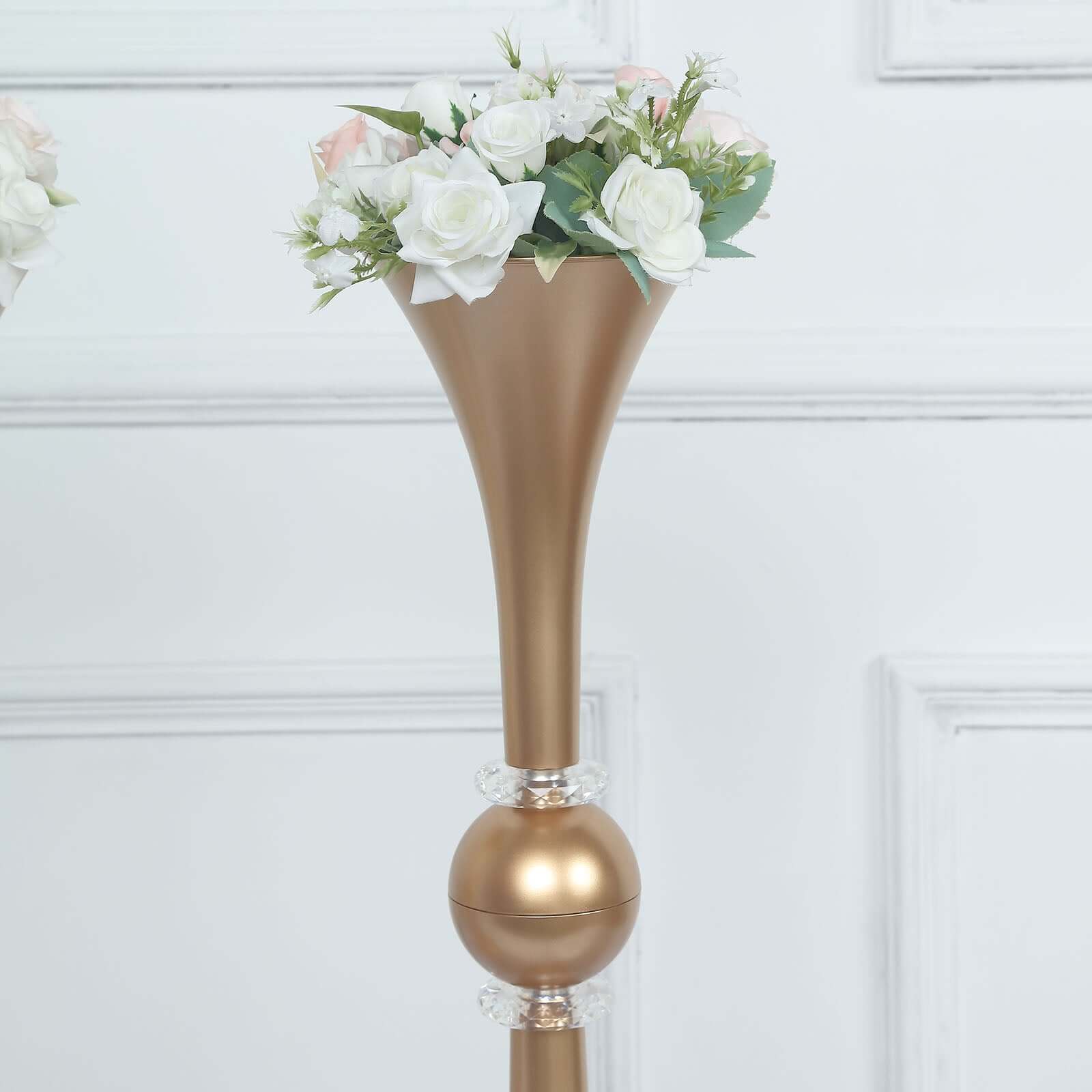 Hot Deal! 2-Pack Gold Reversible Plastic Trumpet Flower Vases with Crystal Embellishments, 21