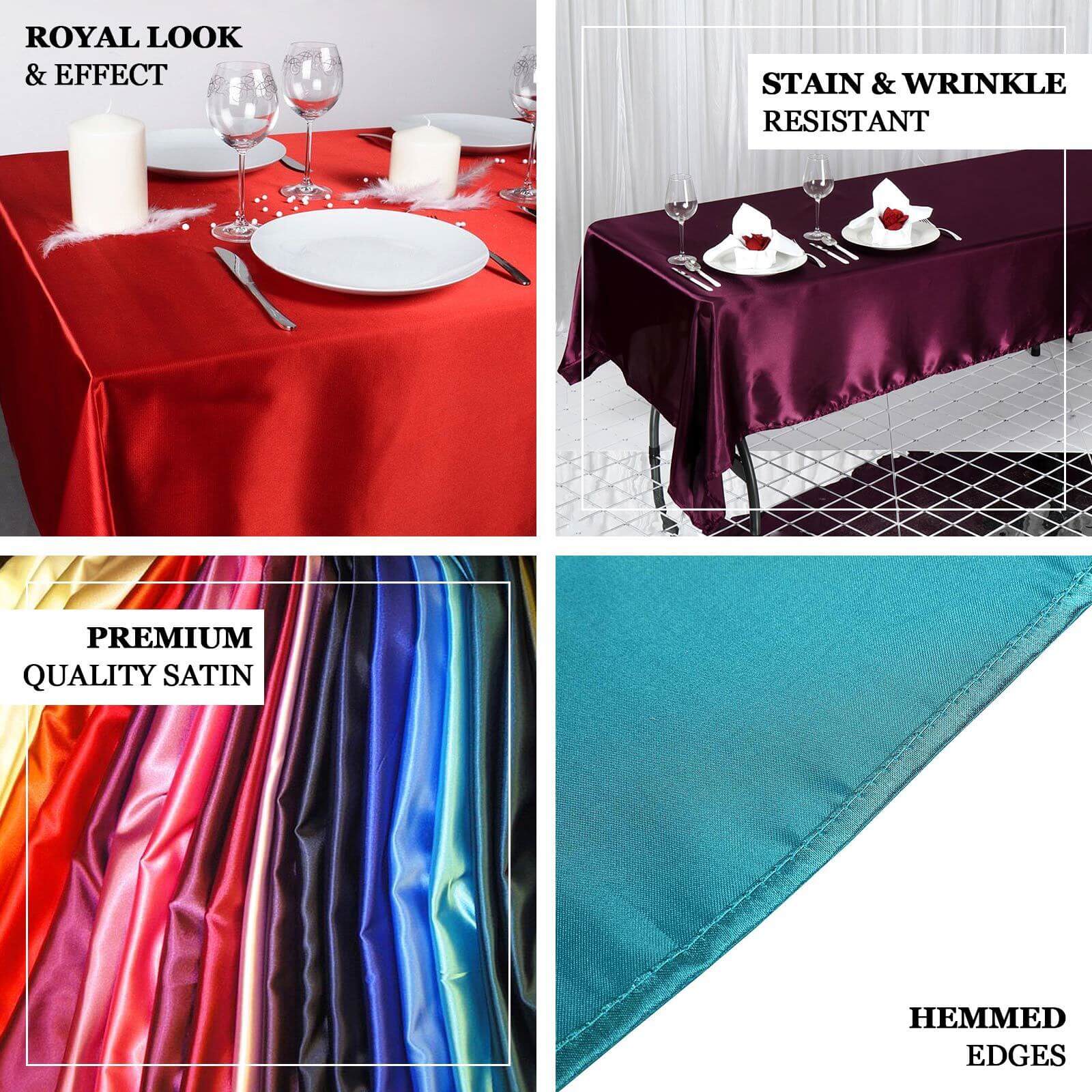 Royal Blue Satin 60x126 Rectangular Tablecloth - Smooth, Lustrous & Stain-Resistant