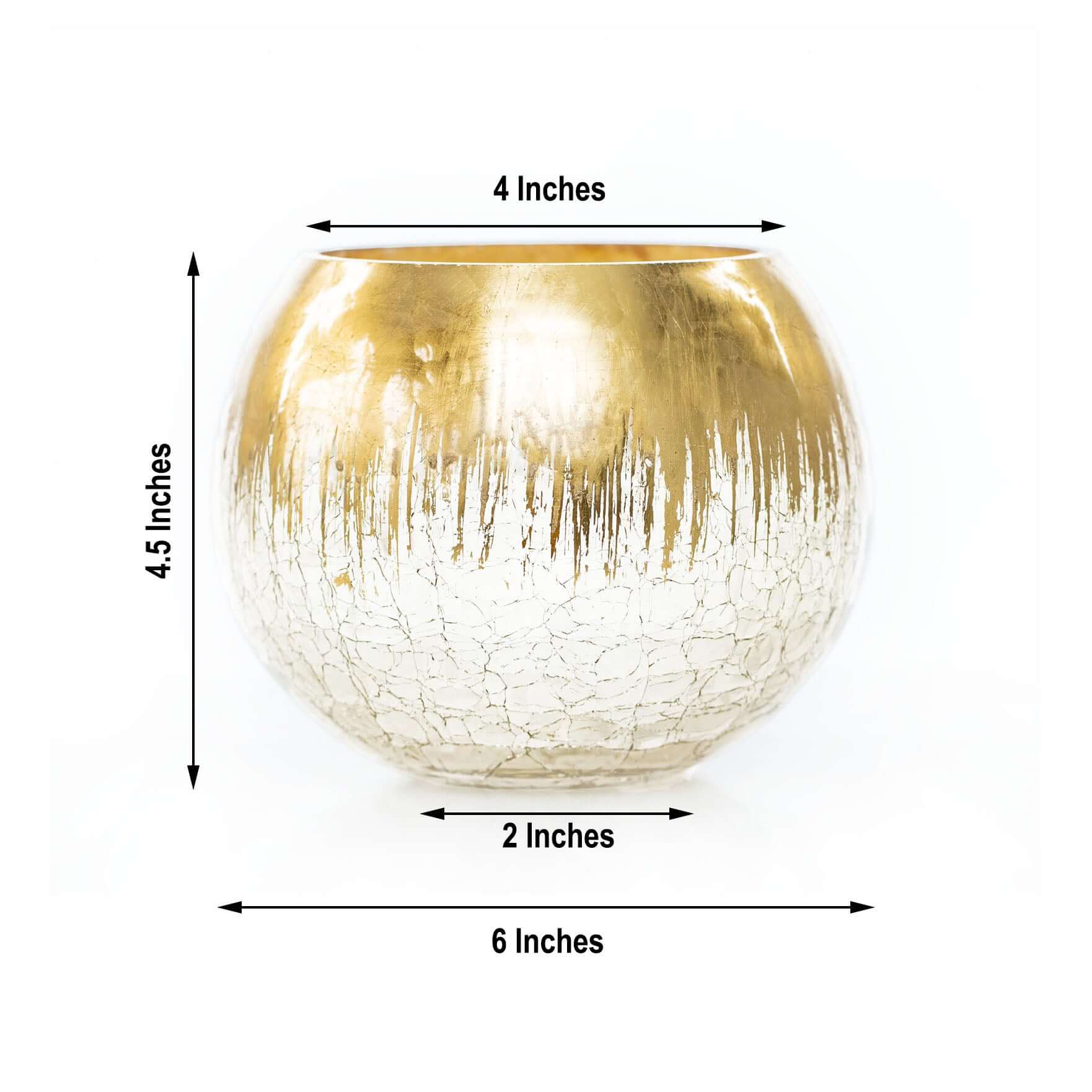 Stylish Gold Foiled Crackle Glass Flower Vase - Ideal Centerpiece for Events, 4.5