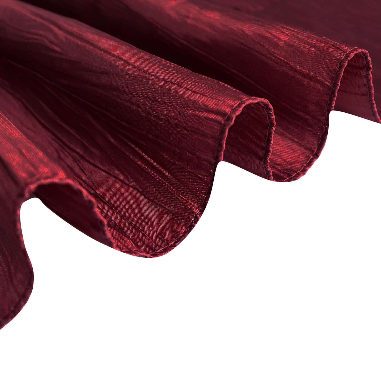 Hot! Burgundy 72x72 Square Accordion Crinkle Taffeta Table Overlay