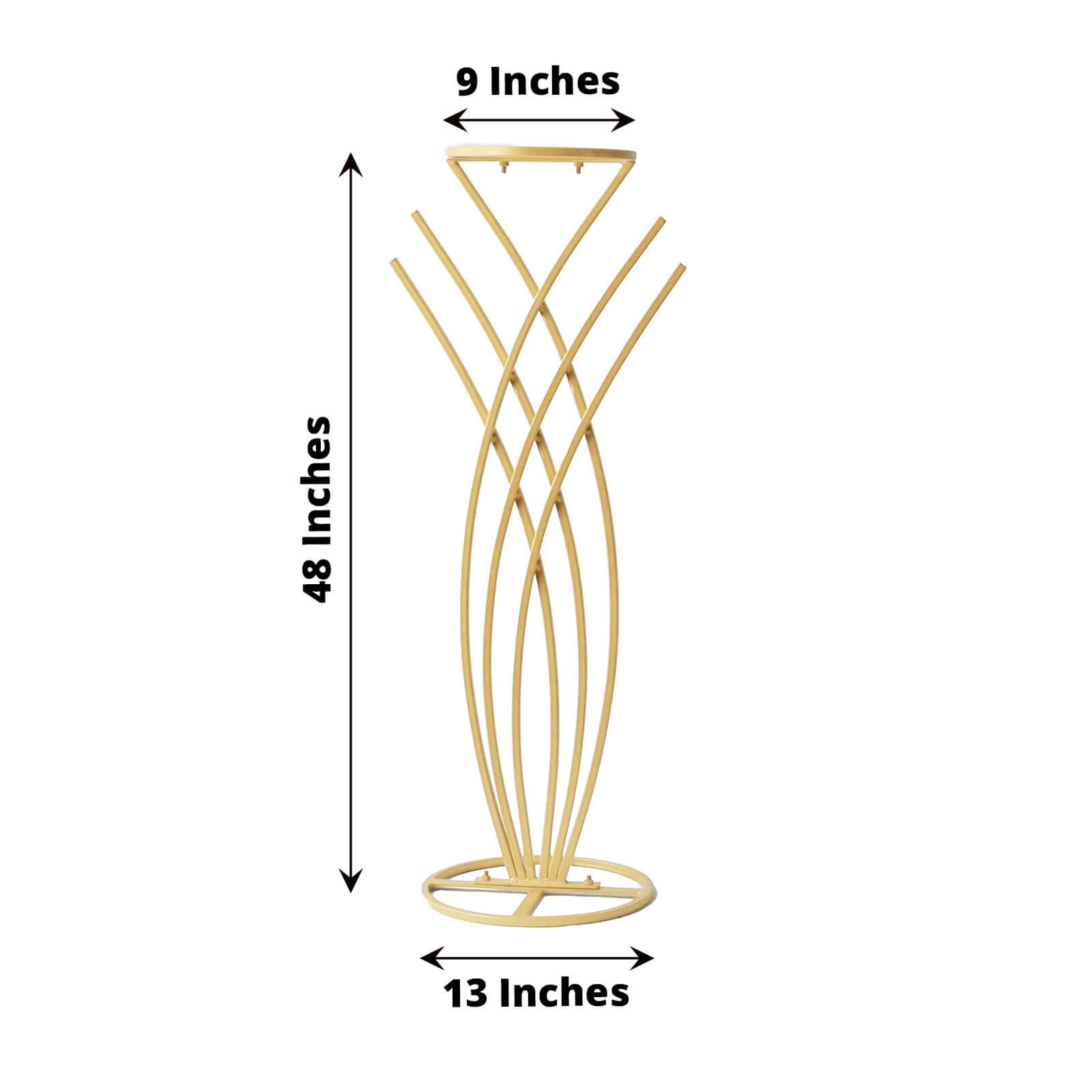 4ft Tall Gold Metal Wired Floral Display Stand in Mermaid Tail Style for Weddings