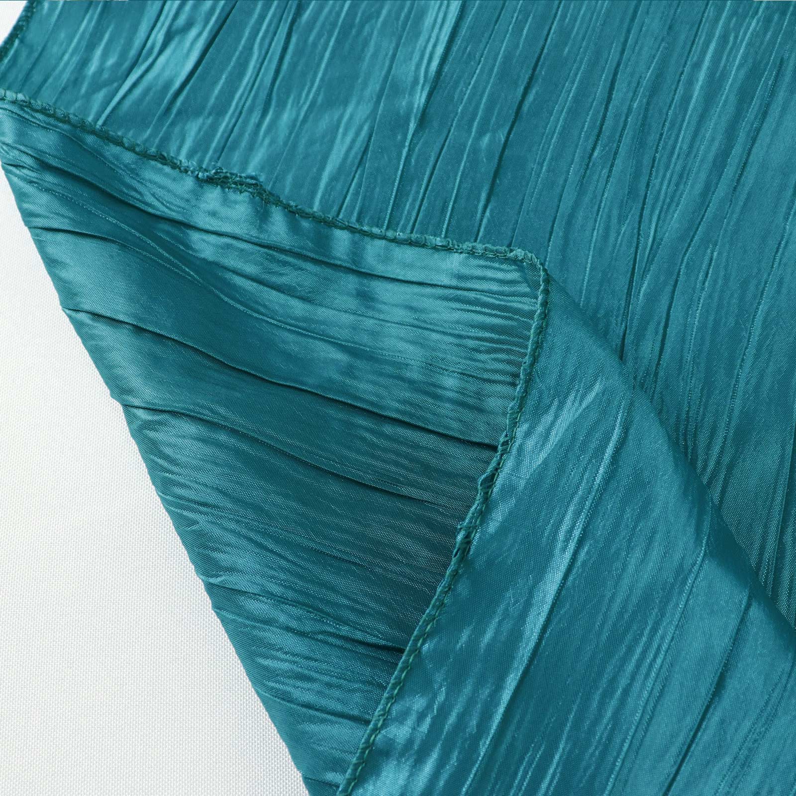 Exclusive Peacock Teal 90x90 Crinkle Taffeta Square Table Overlay