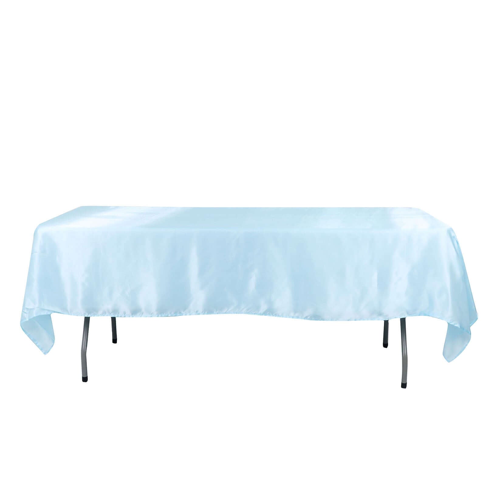 Light Blue Satin Rectangular 60x102 Tablecloth - Smooth & Shiny Table Cover