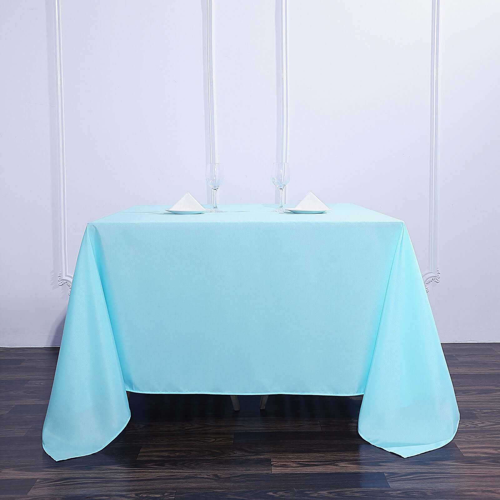 Light Blue 90x90 Square Polyester Tablecloth - Durable & Wrinkle-Free