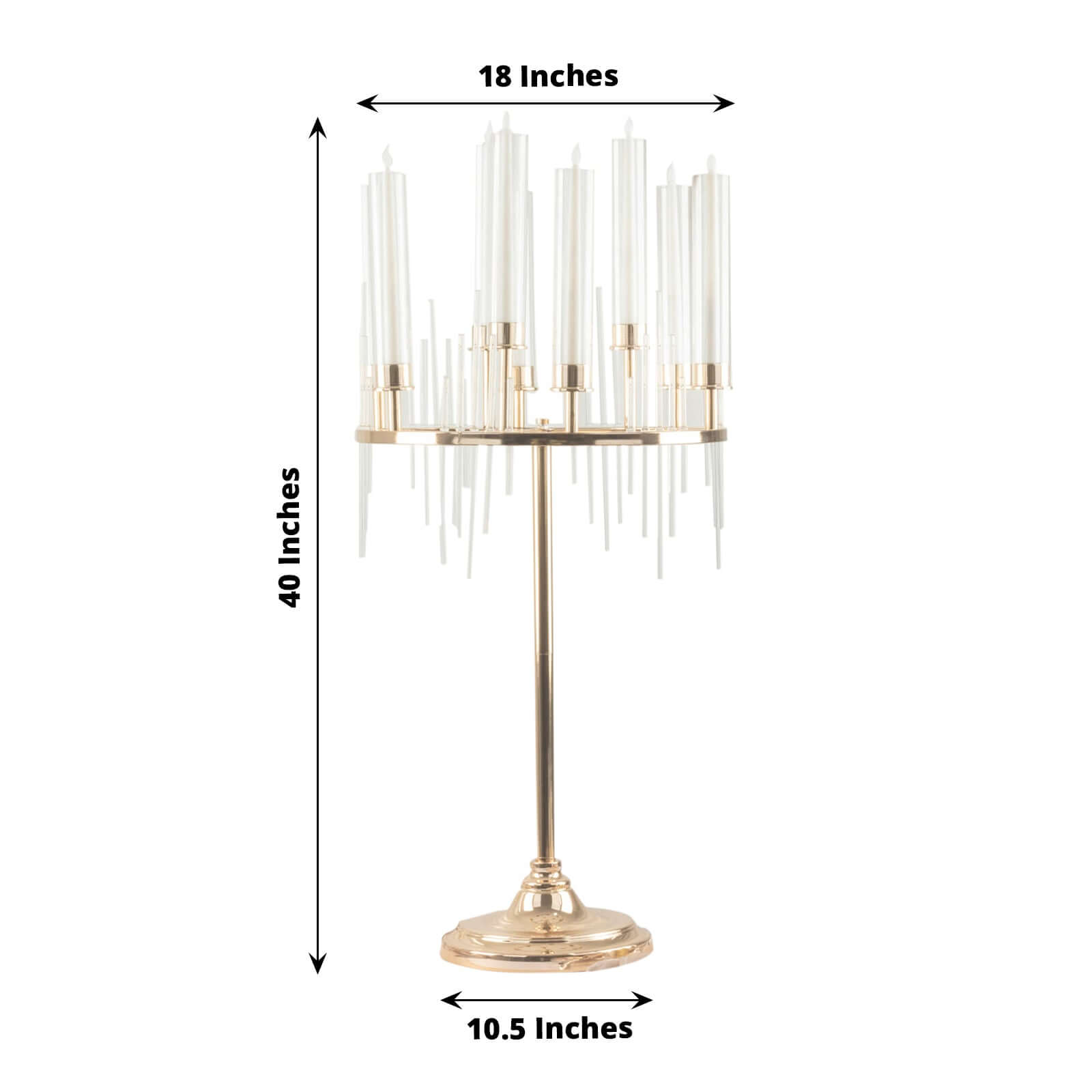 Gold 9-Arm Round Cluster Taper Candelabra Table Centerpiece with Drip Accents and Glass Shades
