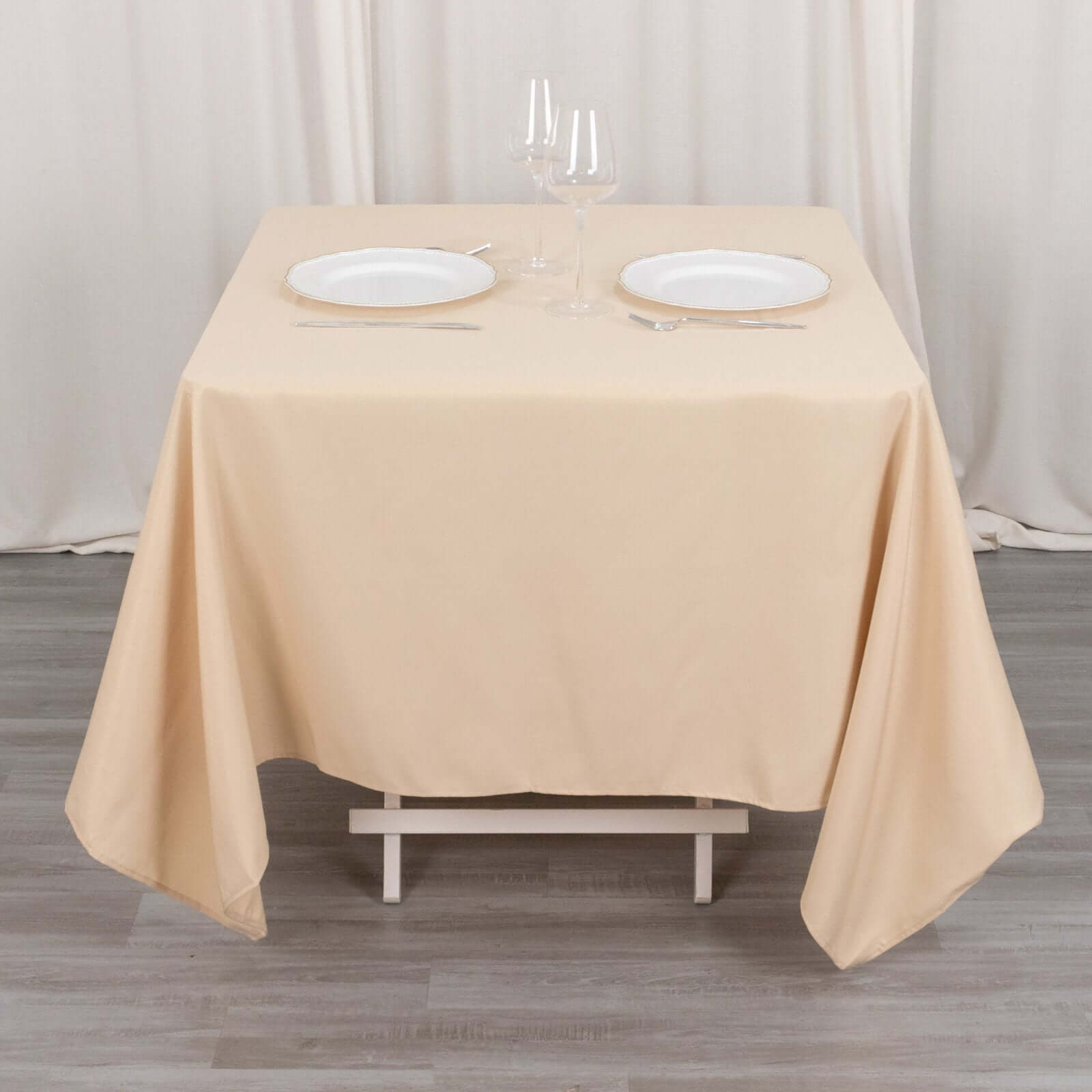 Exclusive Beige 70x70 220GSM Wrinkle-Resistant Polyester Square Tablecloth