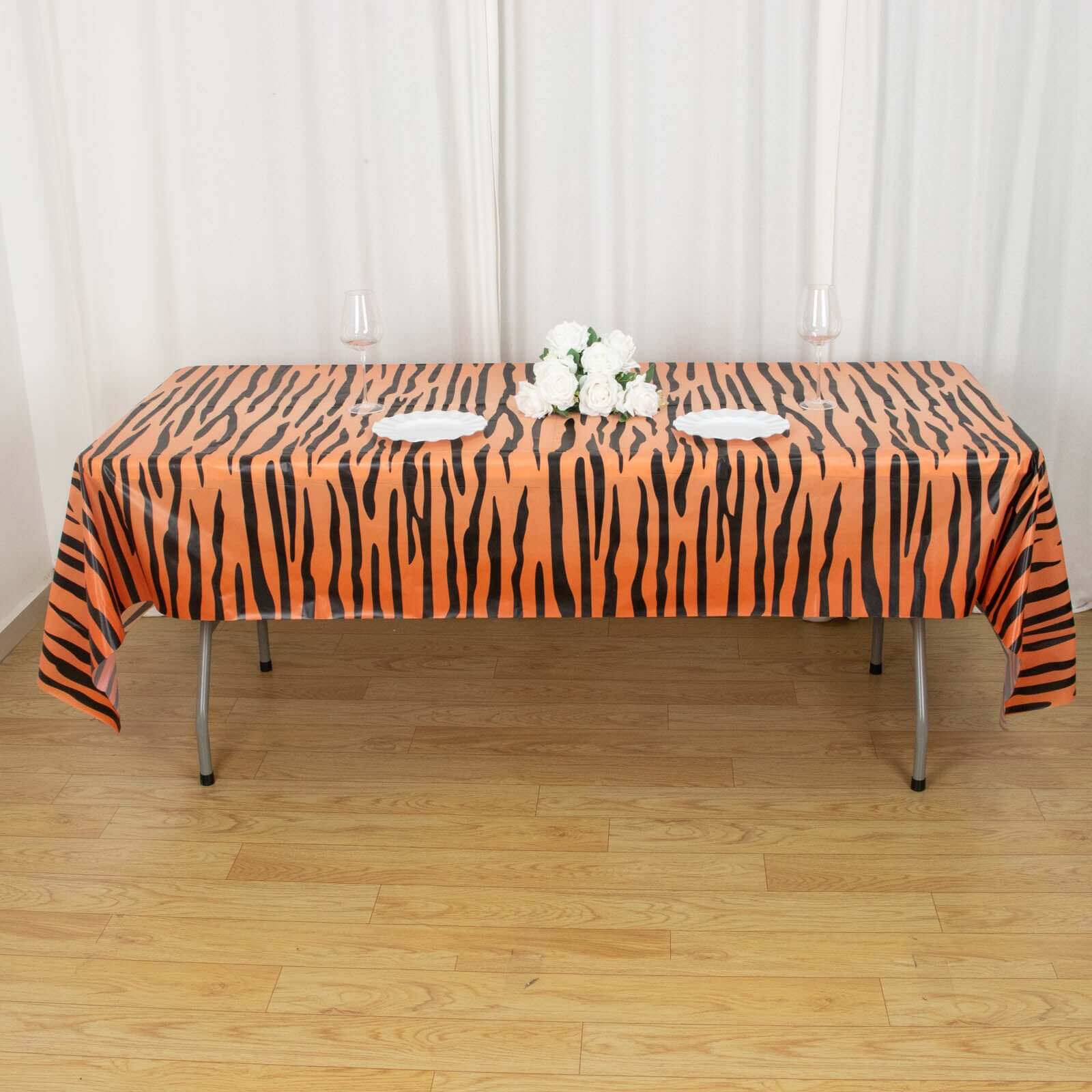 5-Pack Disposable PVC Animal Theme Rectangle Table Covers - Perfect for Safari Parties