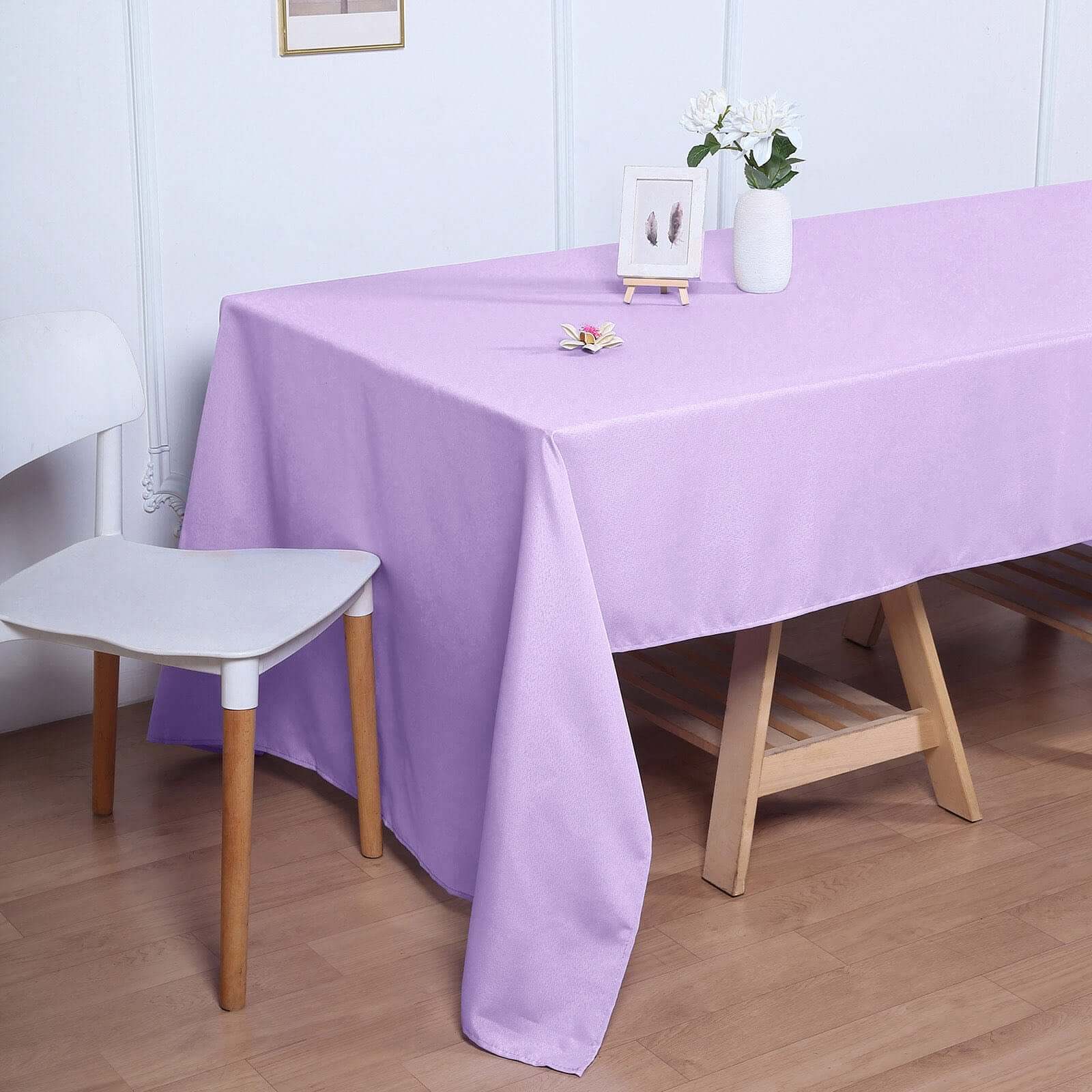 Wrinkle-Resistant Lavender Lilac Polyester Tablecloth 60x126 - Ideal for Events