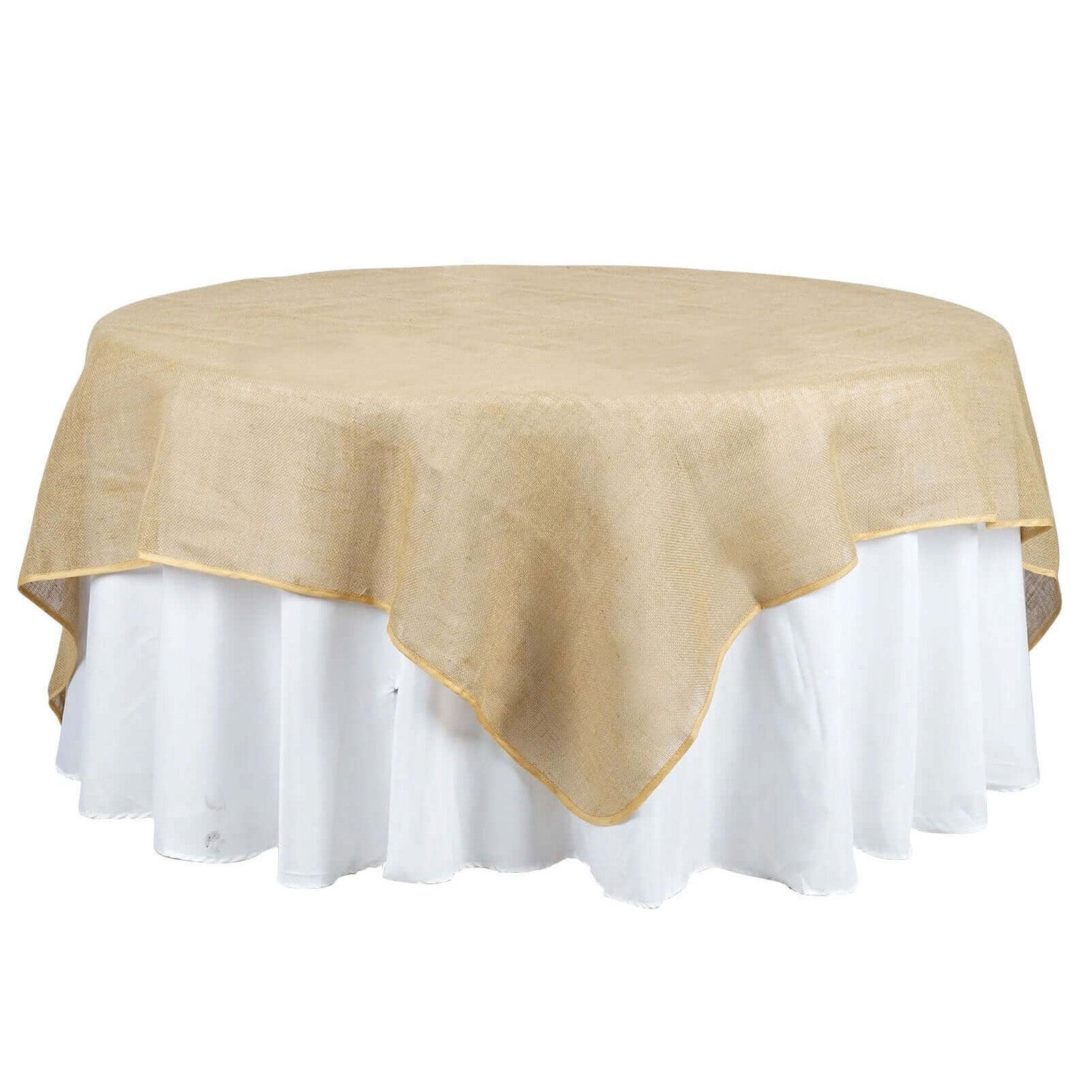 Natural Burlap 90x90 Square Table Overlay - Perfect for Vintage Celebrations