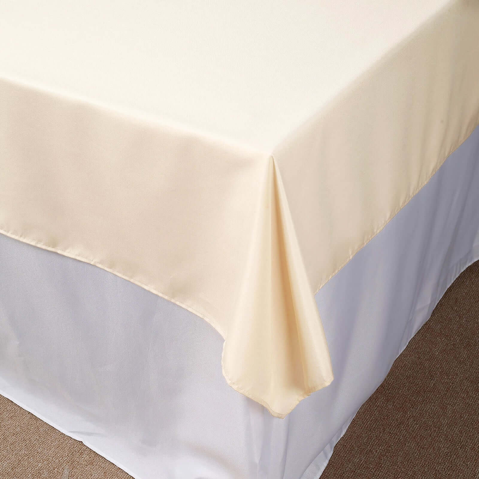 Hot Sale! 54x54 Polyester Square Beige Tablecloth - Wrinkle-Free & Durable