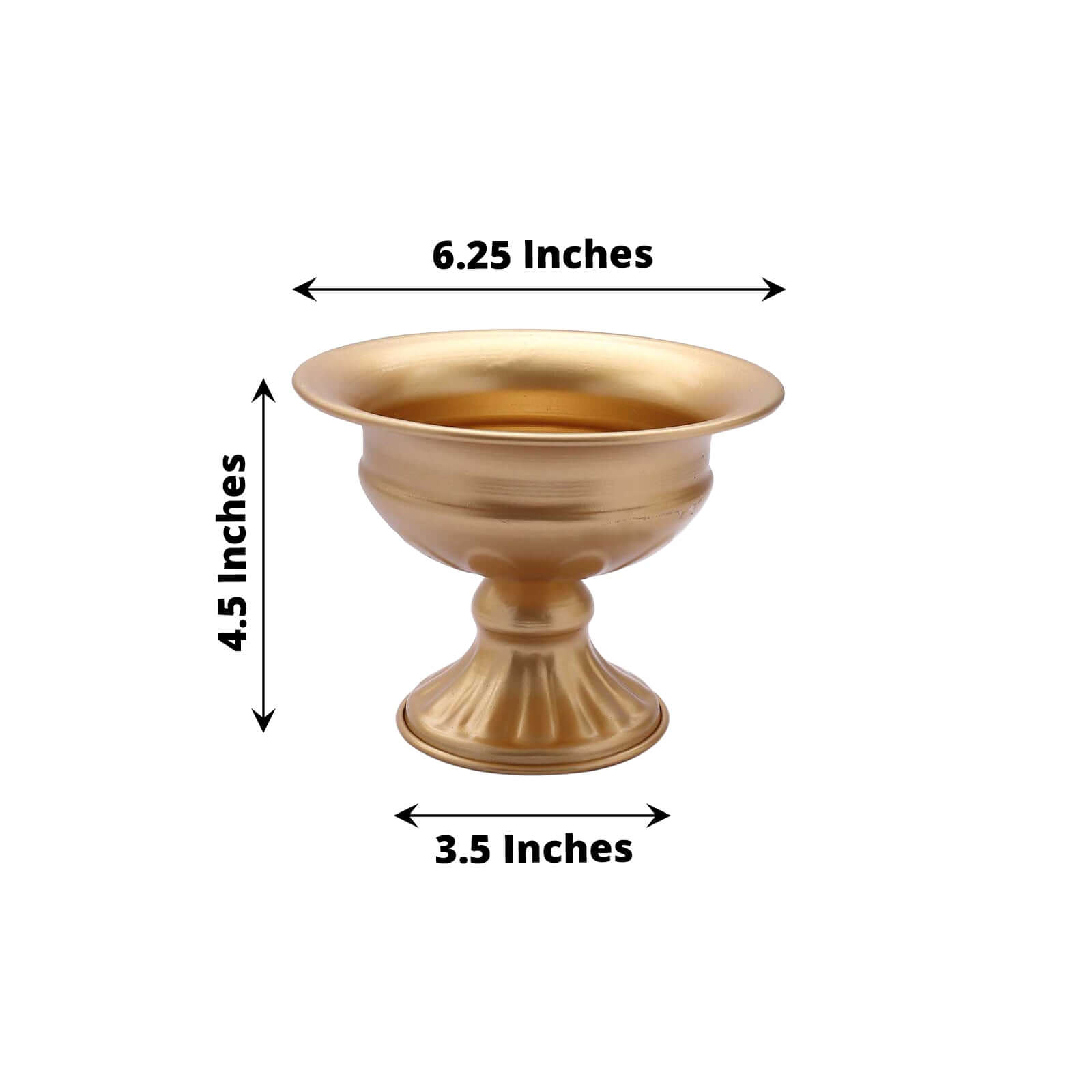 2-Pack Antique Gold Metal Wine Goblet Style Mini Compote Flower Vases for Elegant Wedding Centerpieces