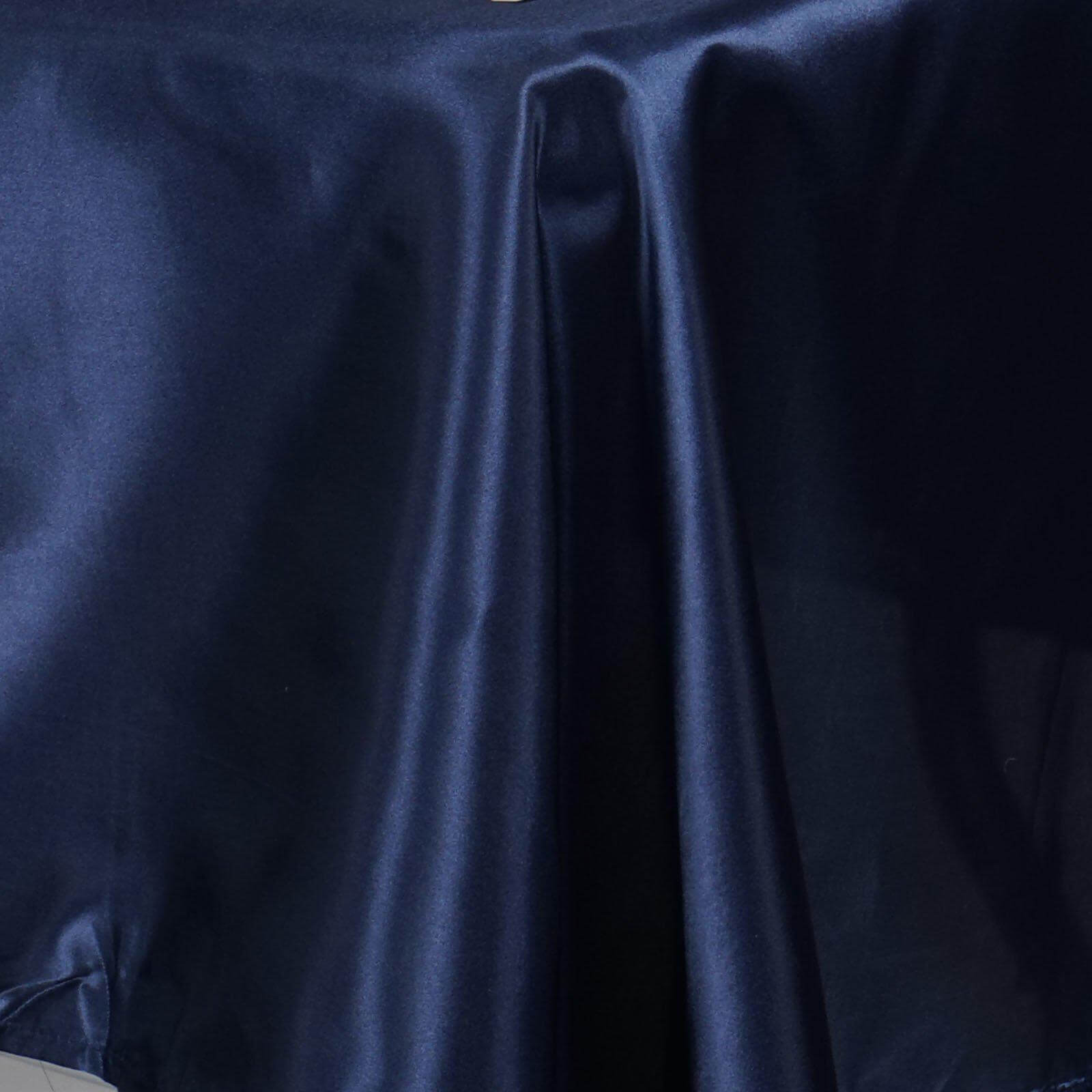 Navy Blue Satin 60x102 Rectangular Tablecloth - Smooth & Lustrous Cover