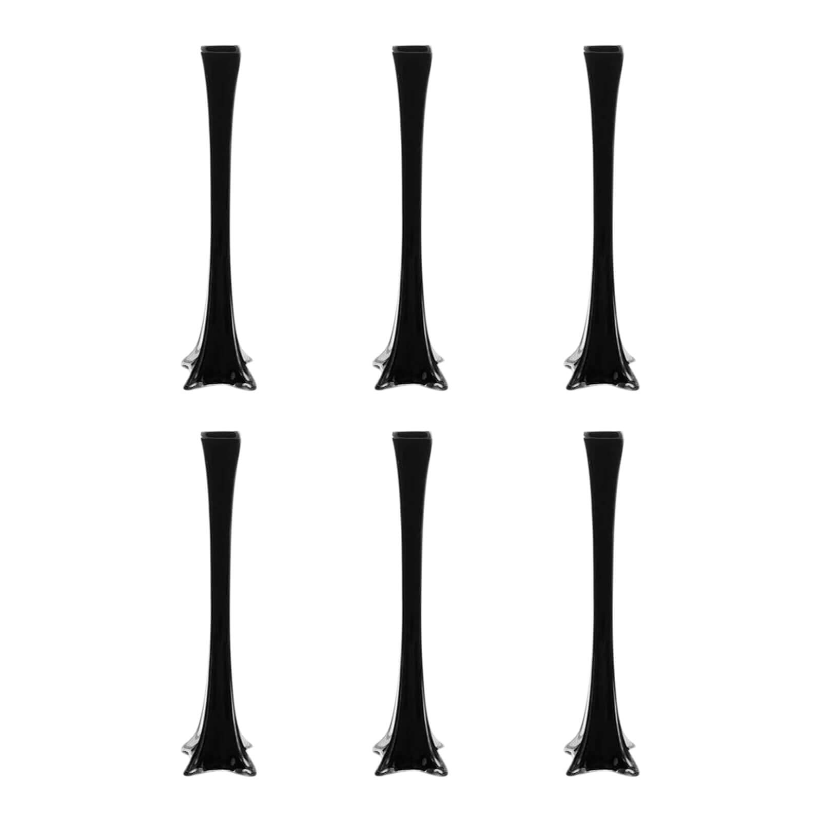 Hot Sale! 6-Piece Set of Black Glass Eiffel Tower Flower Vases for Tall Wedding Table Decor