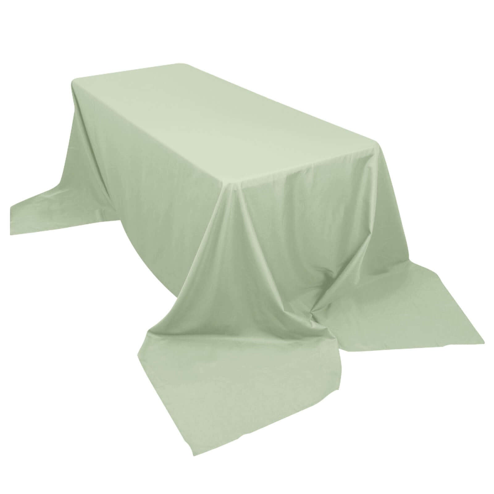 Seamless Wrinkle-Resistant Polyester Rectangle Tablecloth in Sage Green, 90x156 - Ideal for Events