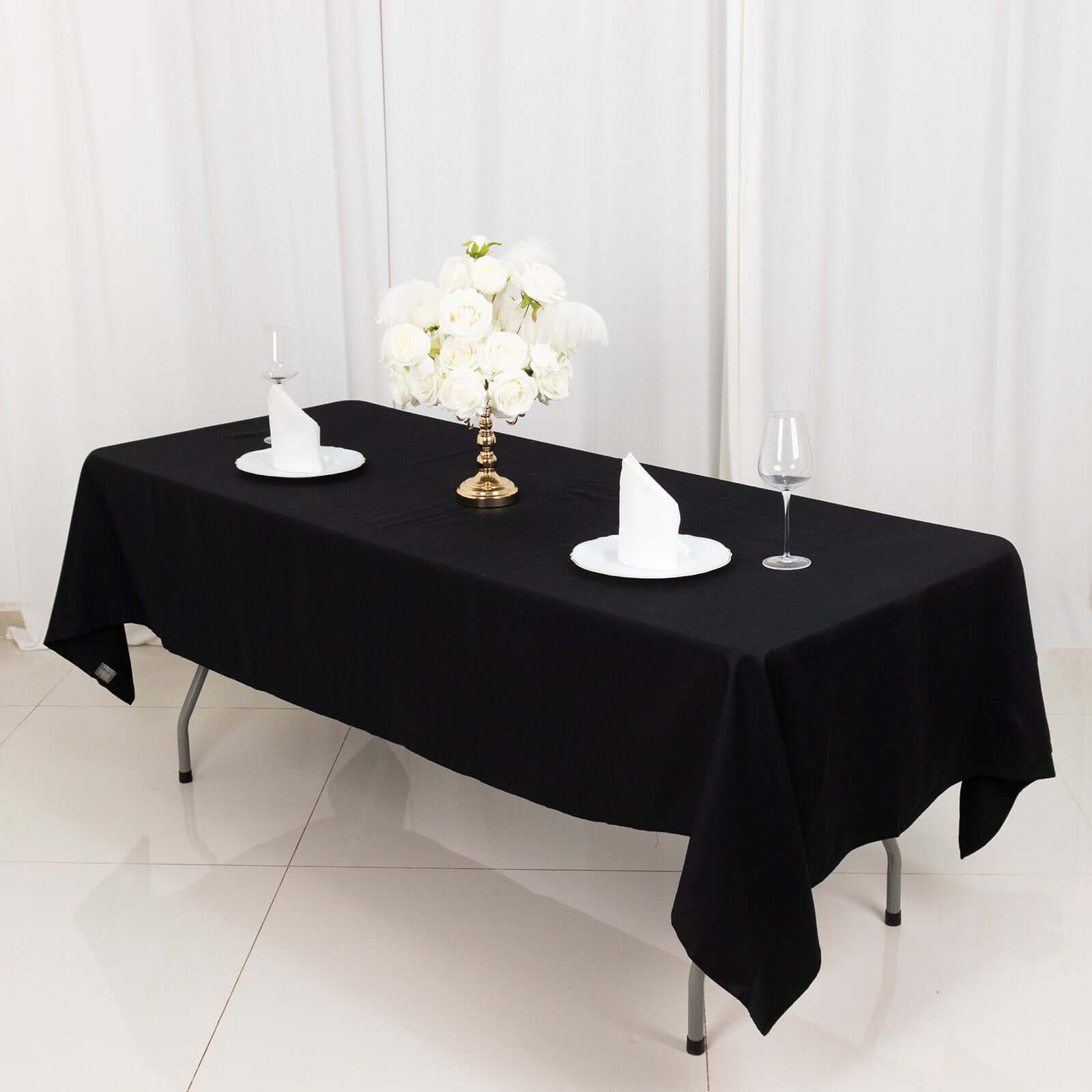 Soft & Breathable 100% Cotton Black Rectangle Tablecloth 60x102 - Ideal for Events