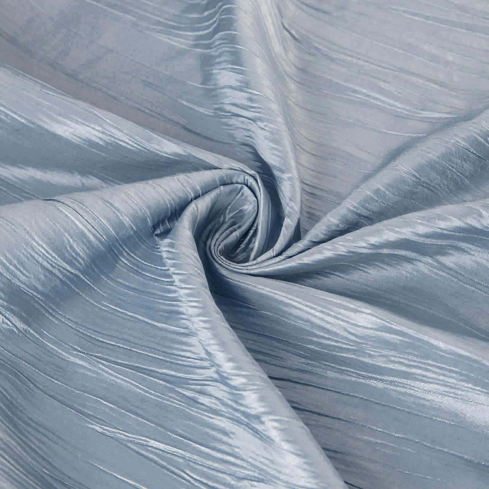 Dusty Blue Accordion Crinkle 90x90 Square Taffeta Table Overlay