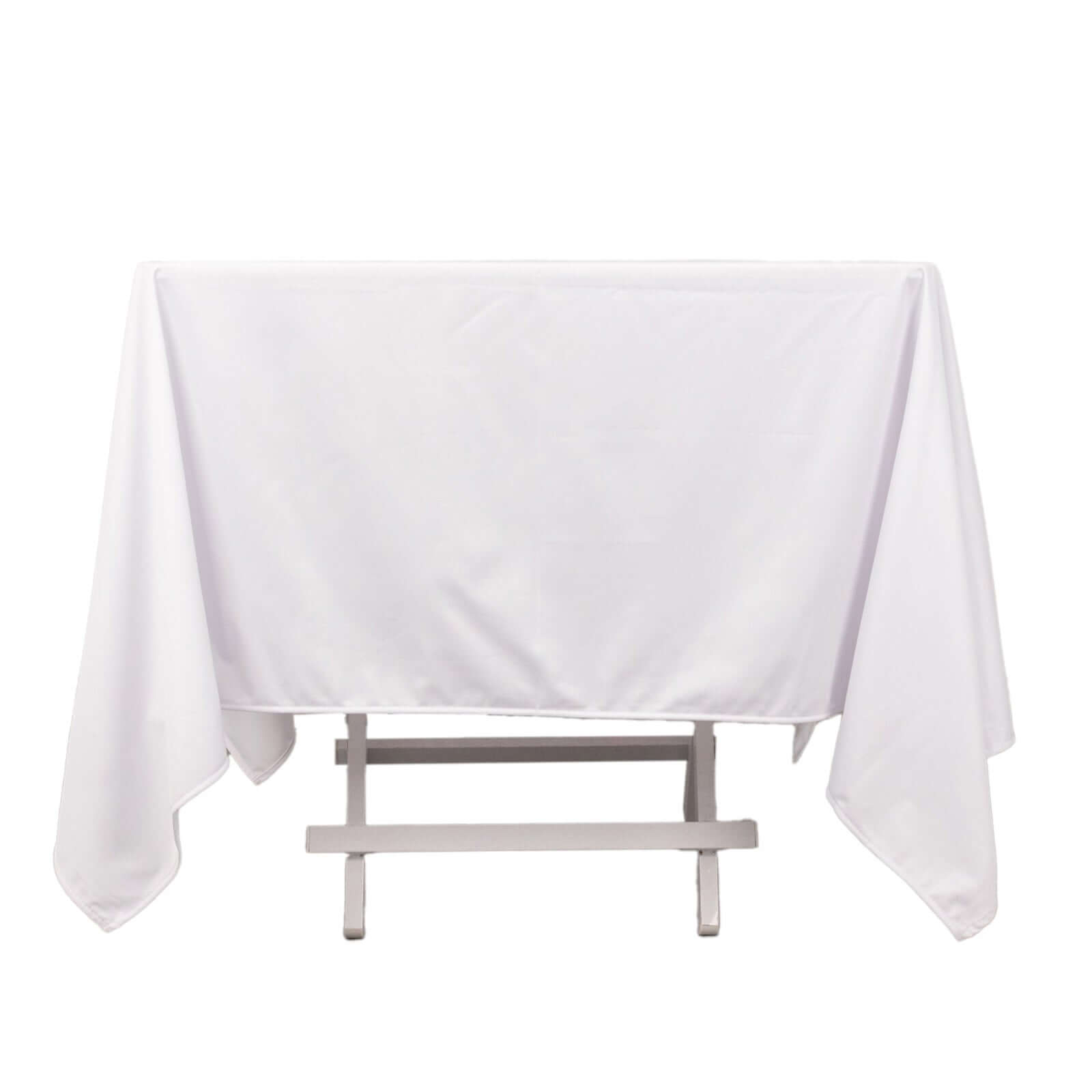Premium White 70x70 Scuba Polyester Tablecloth - Wrinkle & Stain Free for Weddings & Banquets